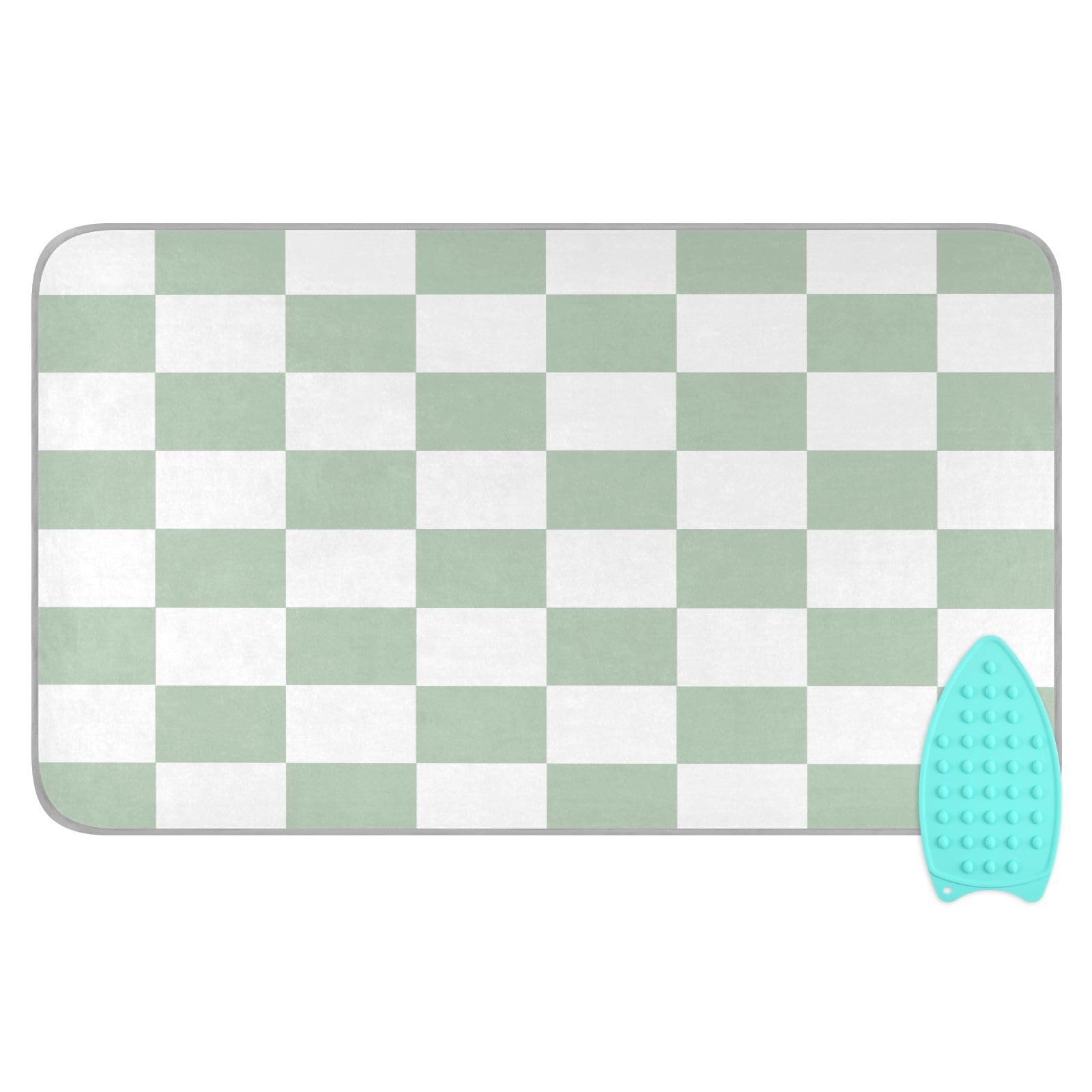 Checkered Green and White Png Ironing Mat Thickened Ironing Blanket Travel Portable Double