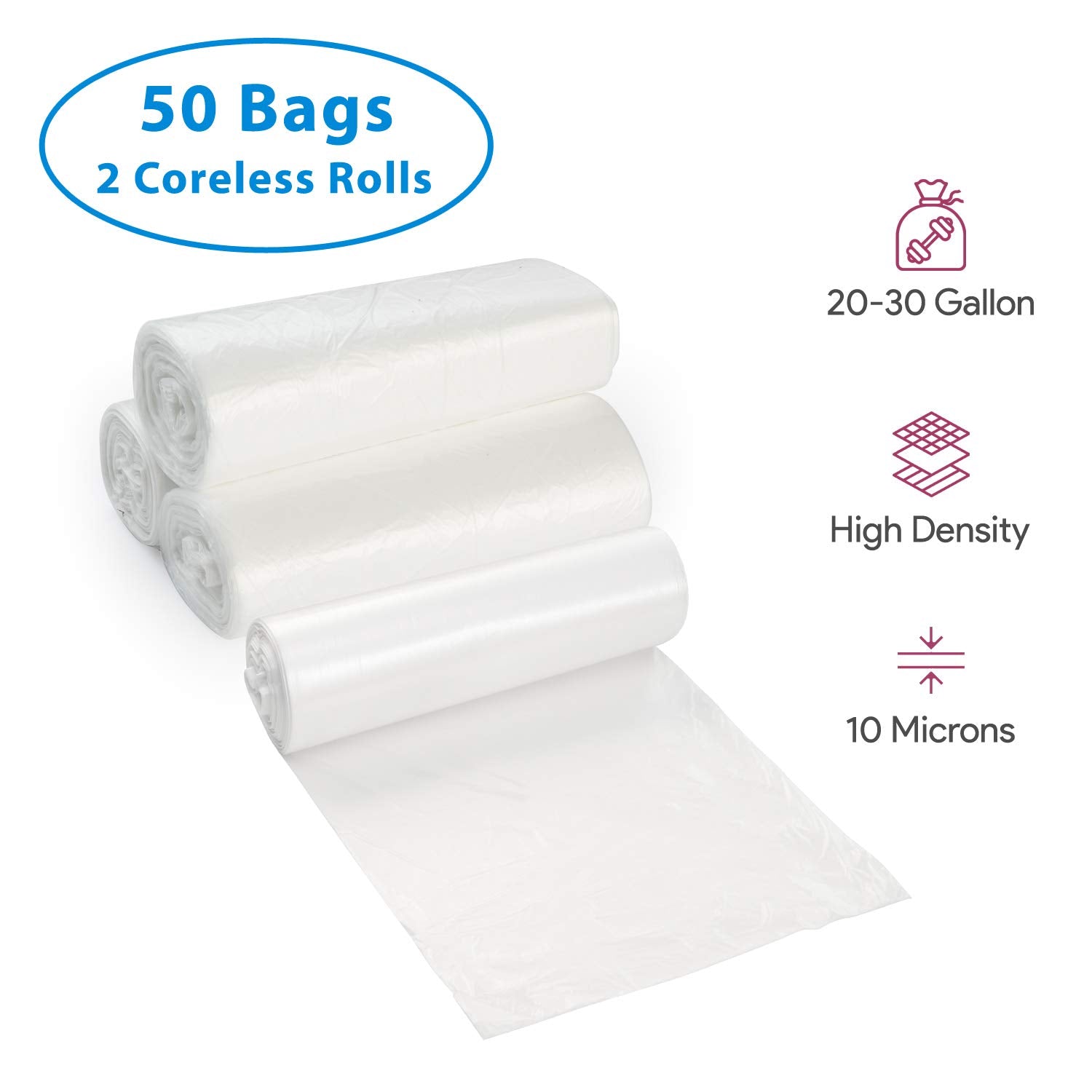 20 30 Gallon Clear Garbage Can Liners (50 Count)