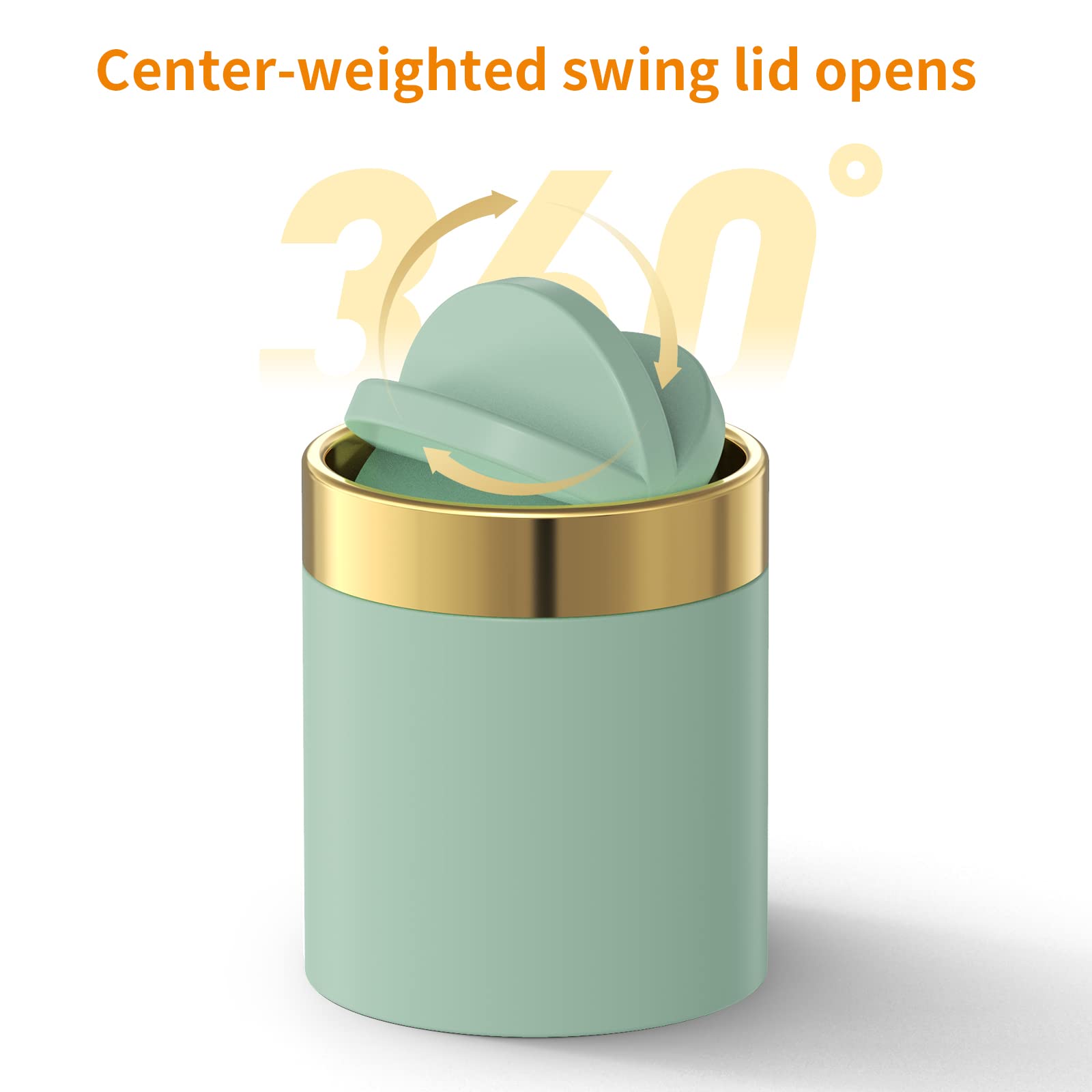0.4 Gal Light Green Desktop Mini Swing Lid Trash Can