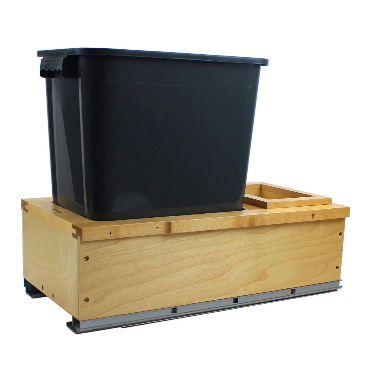 Dowell B15 Wood Base Wastebasket Pullout with 20Qt Plastic Bin