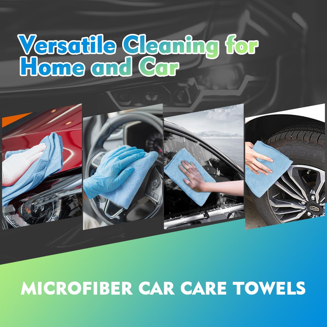 Blue Microfiber Cleaning Cloth 6 Pack 12.5 x 12.5 inch Microfiber Towels for Cars Ultra Absorbent Car Washing Cloth Lint Free Streak Free Cleaning Rags for Car (6 Count)