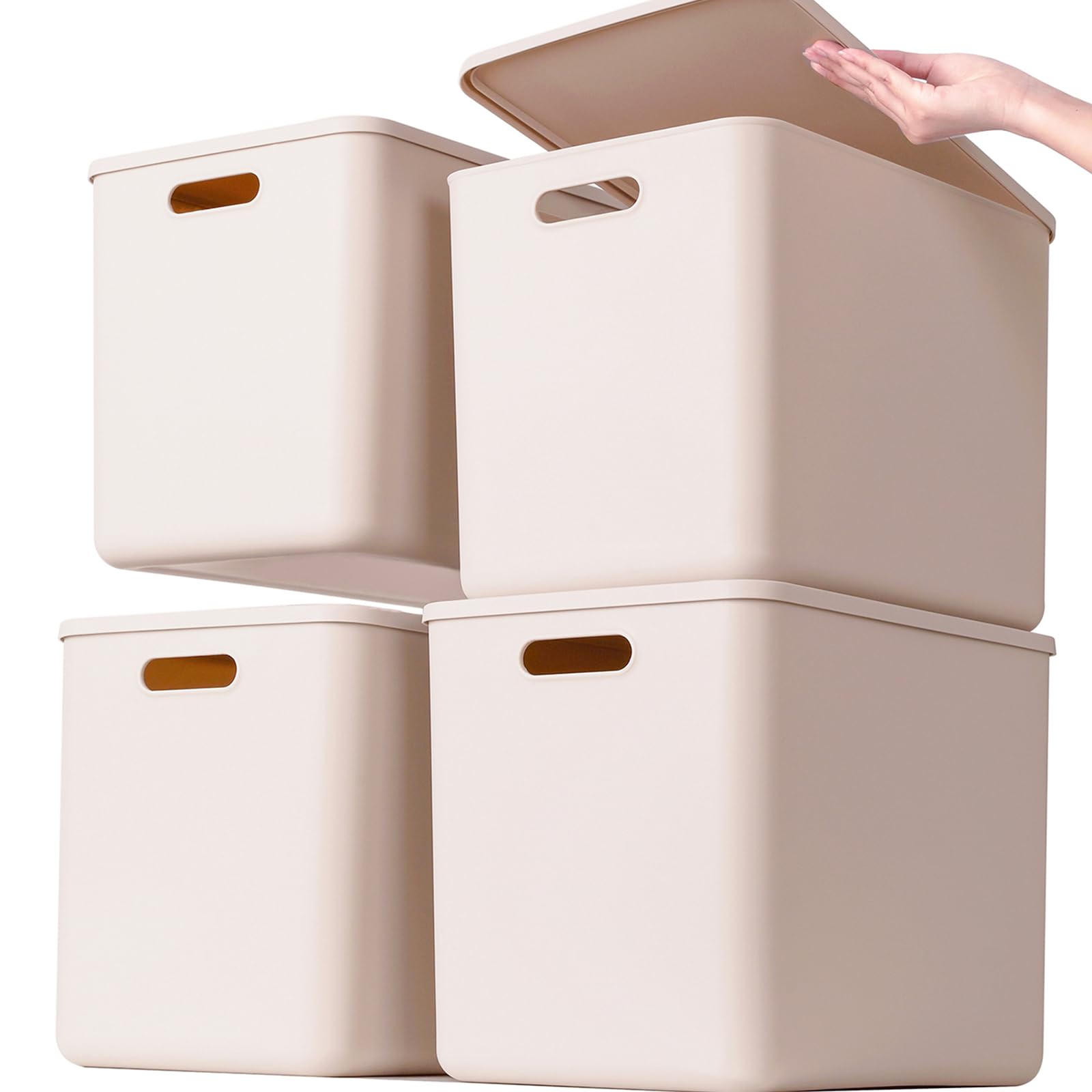Plastic Storage Bins with lids (4 Count)