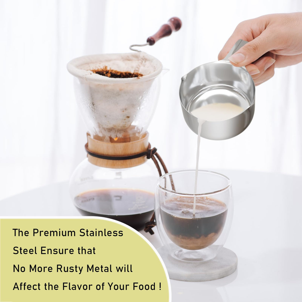1PCS 1-1/2CUP(360ml) Measuring Cup, 18/8 Stainless Steel Measure Scoop