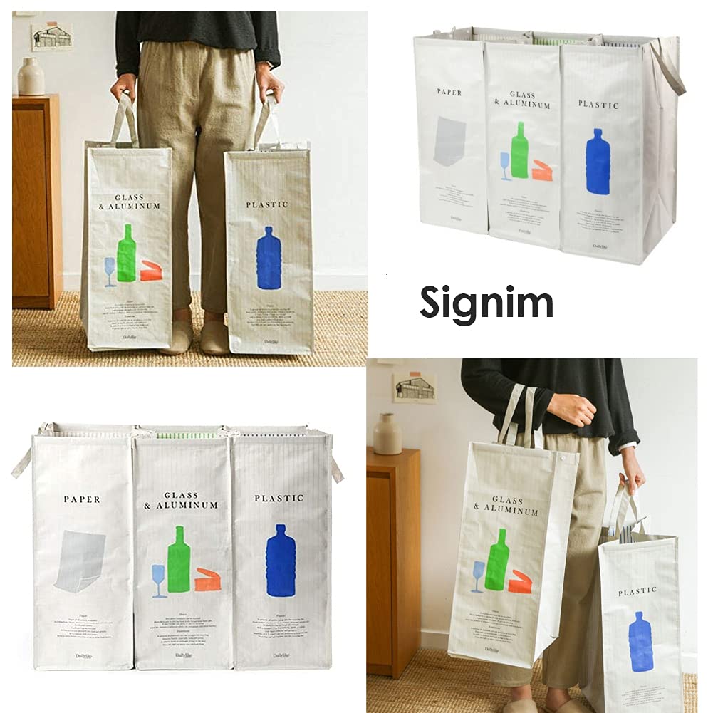 216 Separate Recycling Waste Bin Bags for Kitchen Home Recycle Garbage Trash Sorting Bins Organizer Waterproof Baskets Compartment Container (3 Count)