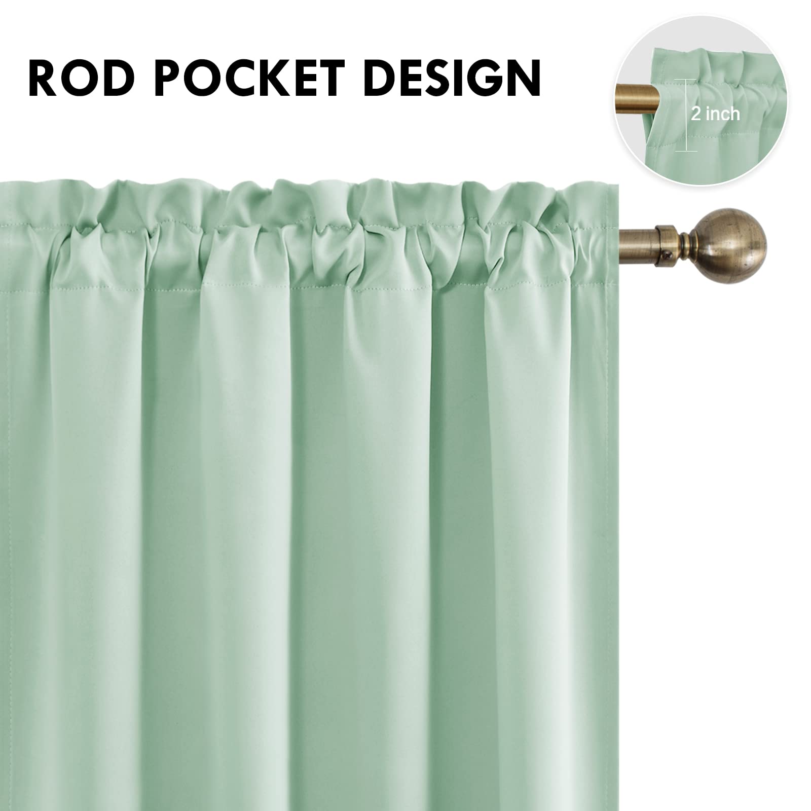 Blackout Curtains for Bedroom Living Room 52 x 45 Inch Long 2 Panels (2 Count)