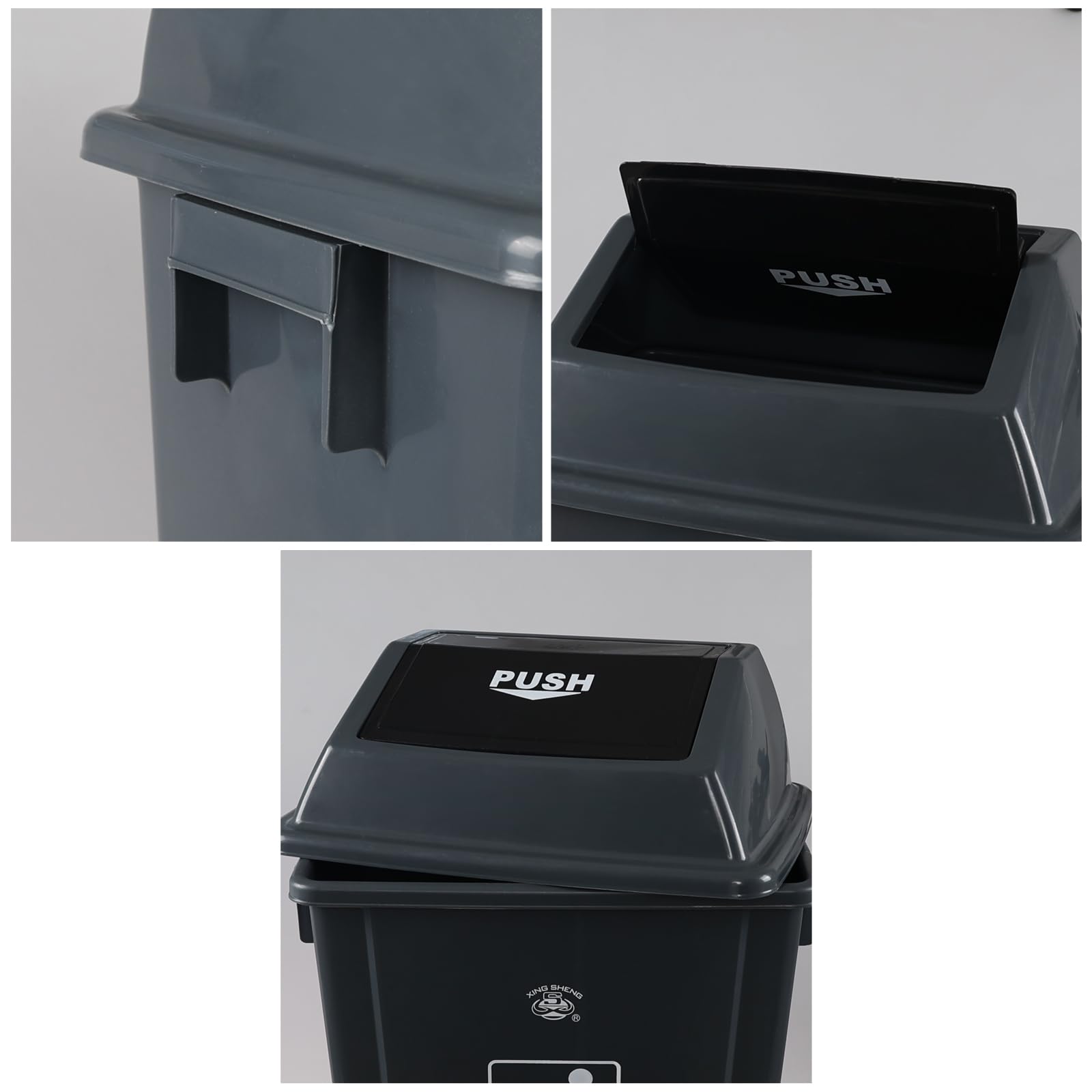 18 Gallon Tall Plastic Trash Can with Swing Lid (4 Count)