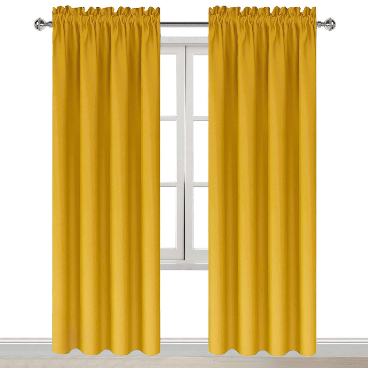 Blackout Curtains for Bedroom Living Room 38 x 84 Inch Long Yellow (2 Count)