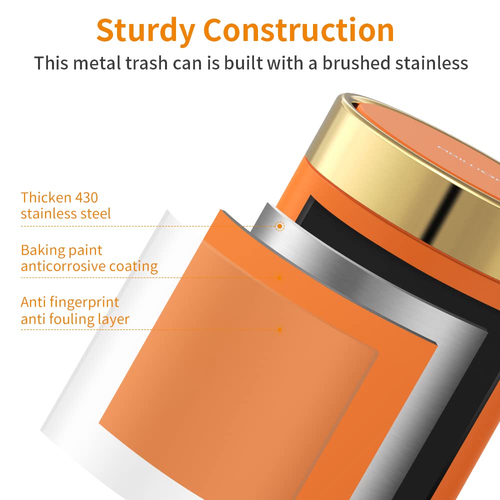 0.4 Gal Orange Desktop Mini Swing Lid Trash Can