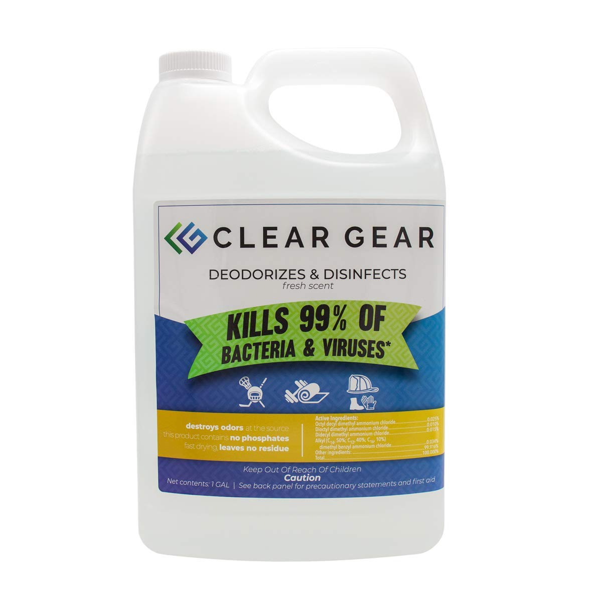 Disinfectant and Deodorizer for Sports Equipment 1 Gallon Bottle (128 Fl Oz)