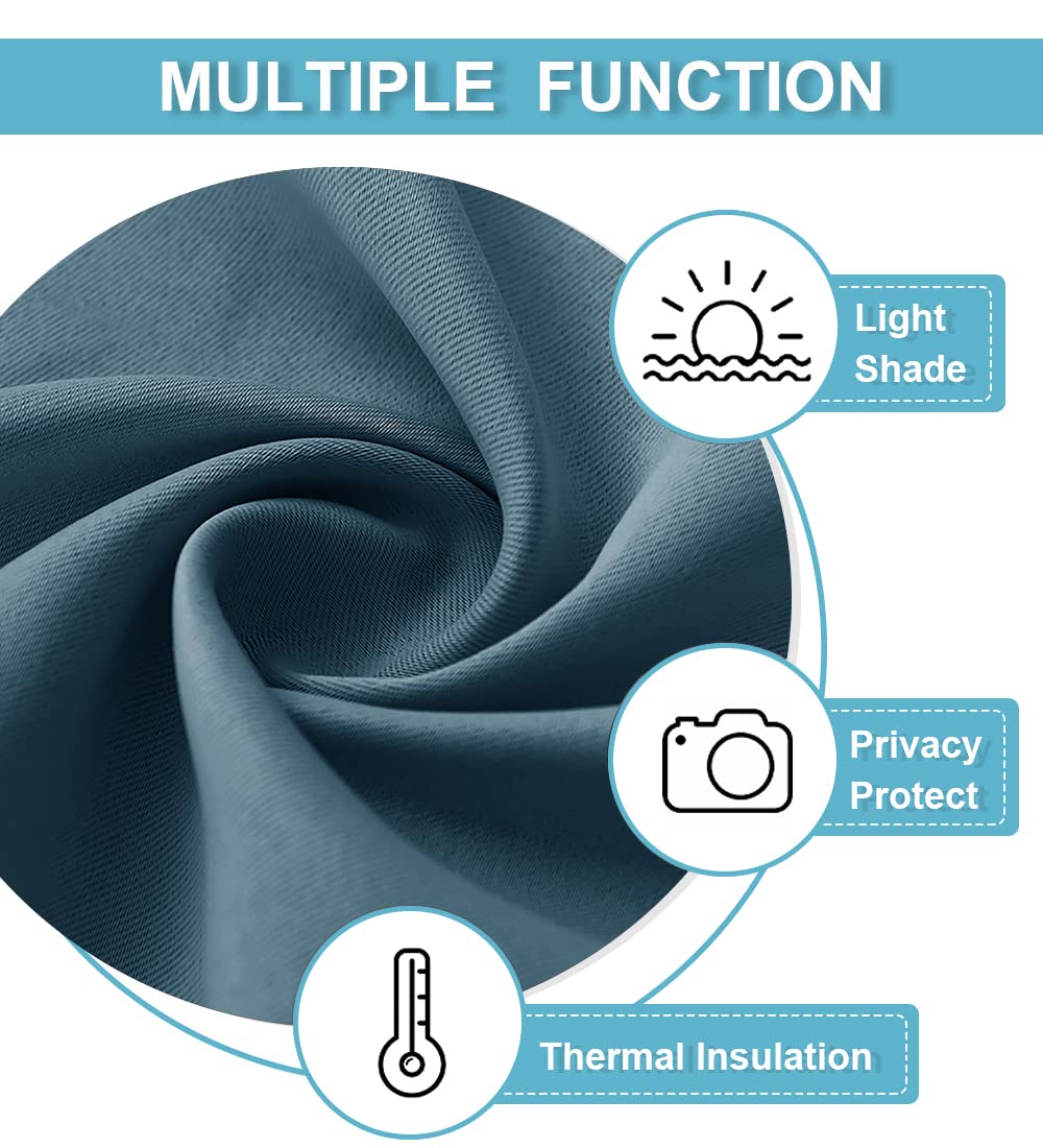 Blue Blackout Curtains for Living Room Ceiling to Floor Privacy Window Curtains Room Darkening Drapes for Bedroom Office
