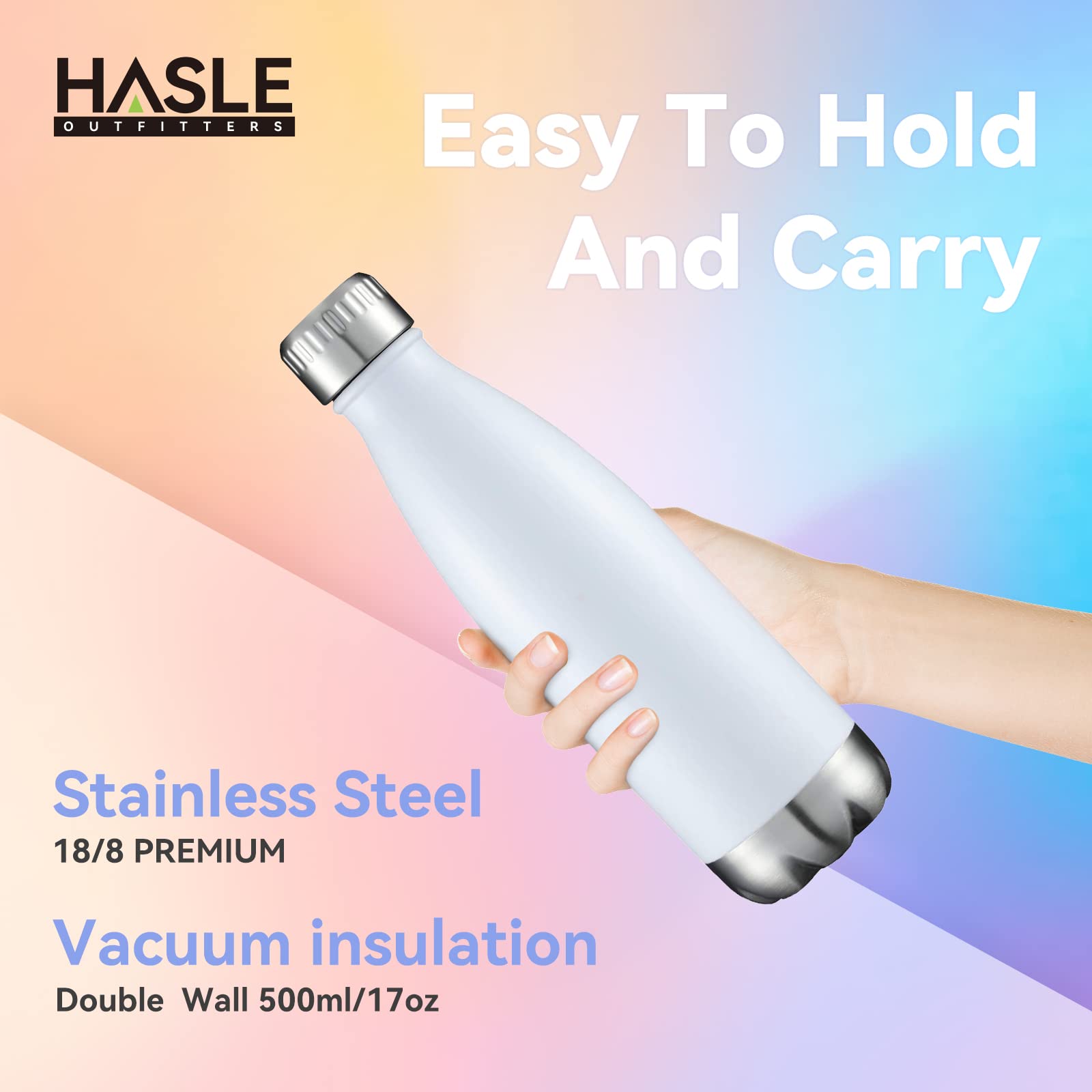 17oz Stainless Steel Water Bottles Bulk (4 Count)