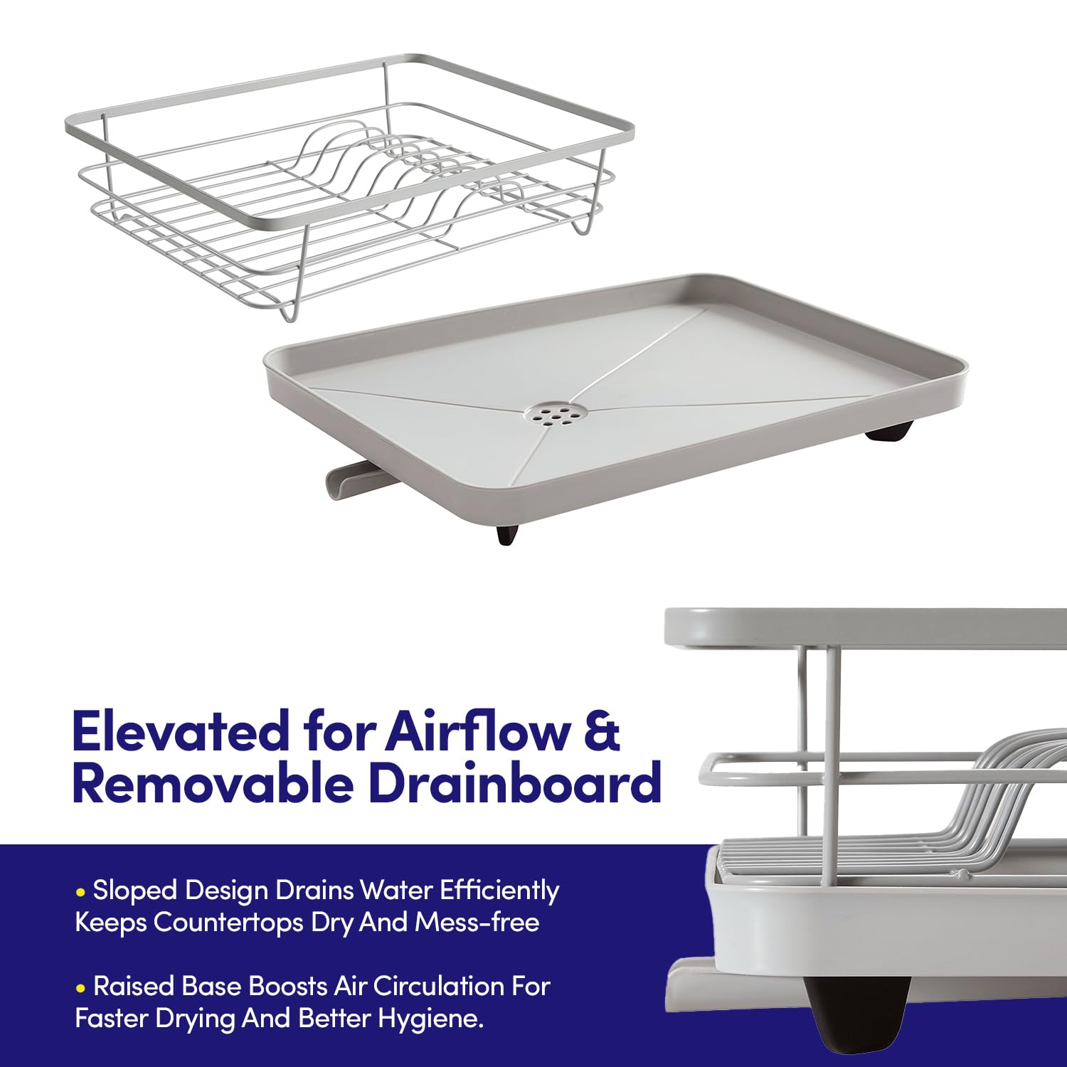 Dish Drying Rack 3 Piece Dish Drainer with Drainboard Set for Kitchen Counter