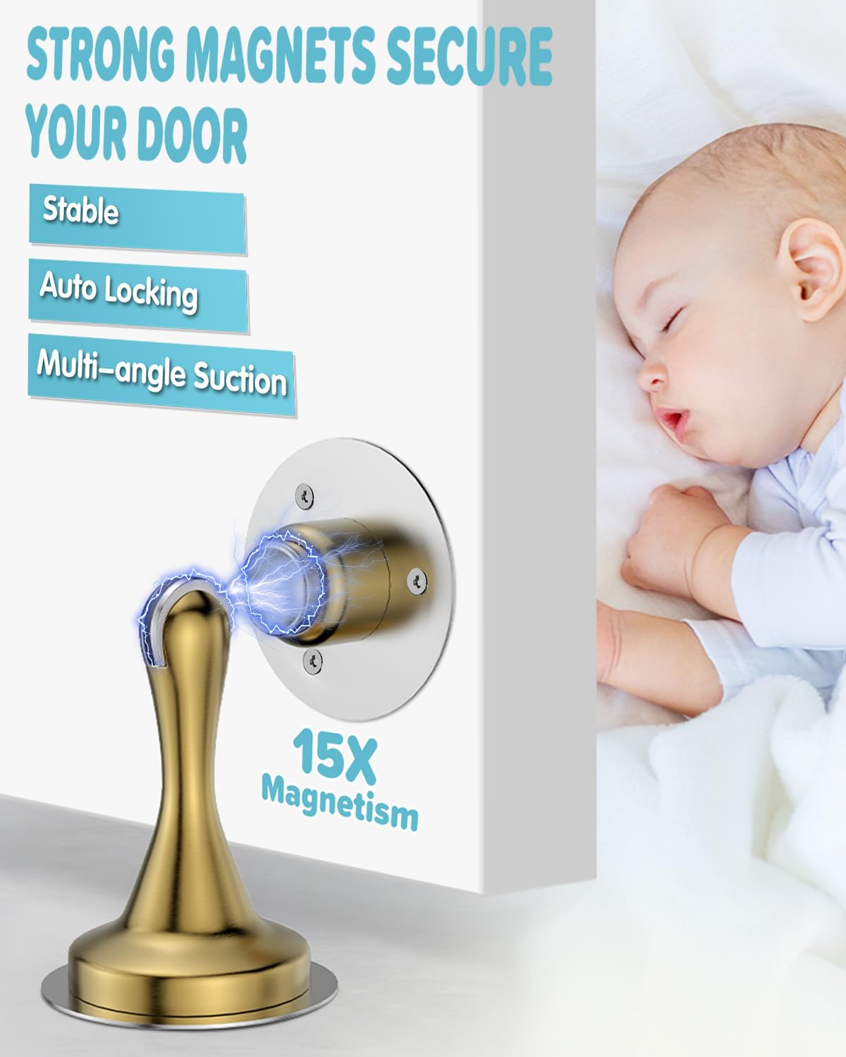 Door Stoppers Magnetic Door Catch No Drill Stainless Steel Doorstop 1 Pack