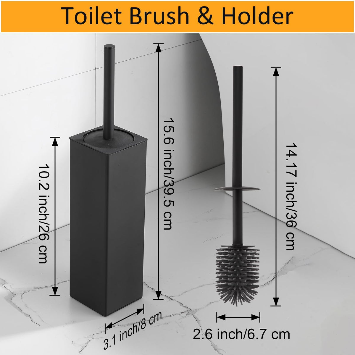 Toilet Brush and Holder Set 2 Packs Aluminium Free Standing (2 Count)