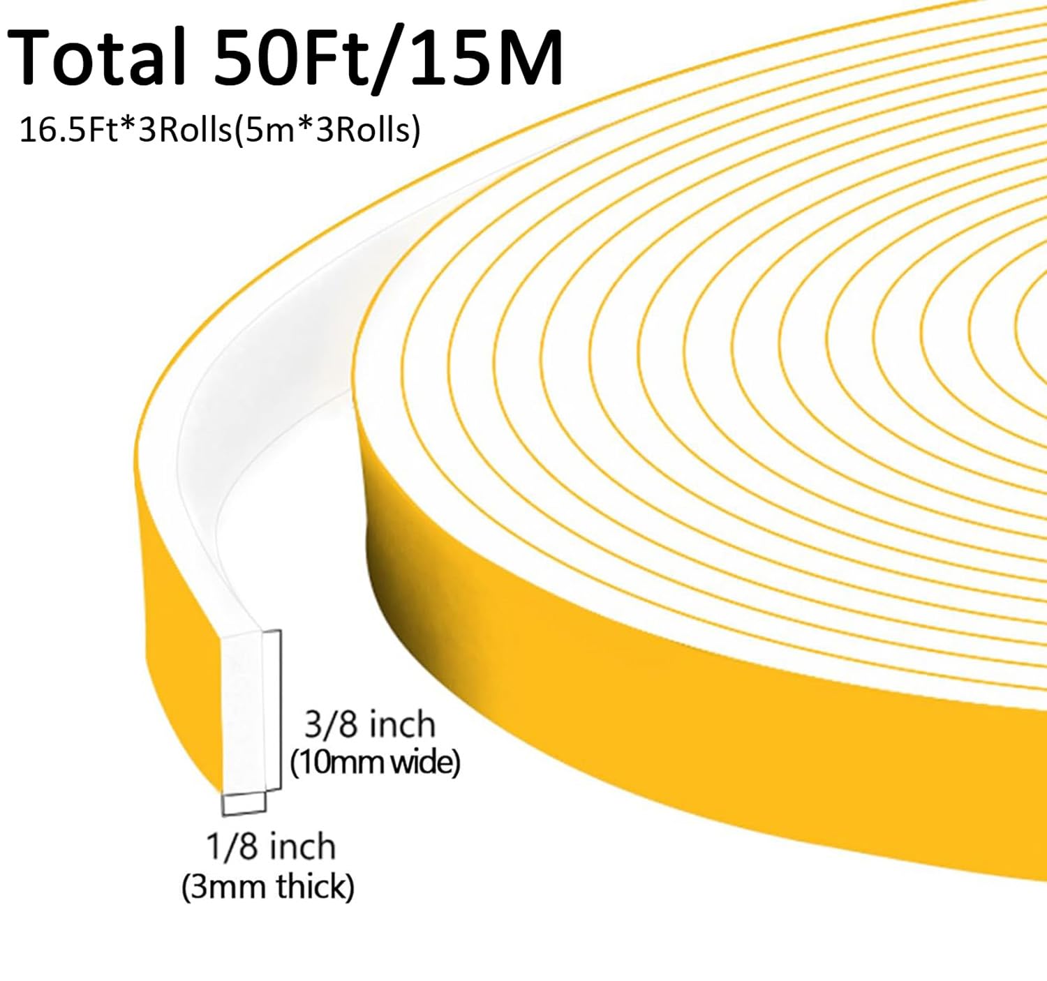 Thin Foam Seal Strip for Doors & Windows (50 Foot)