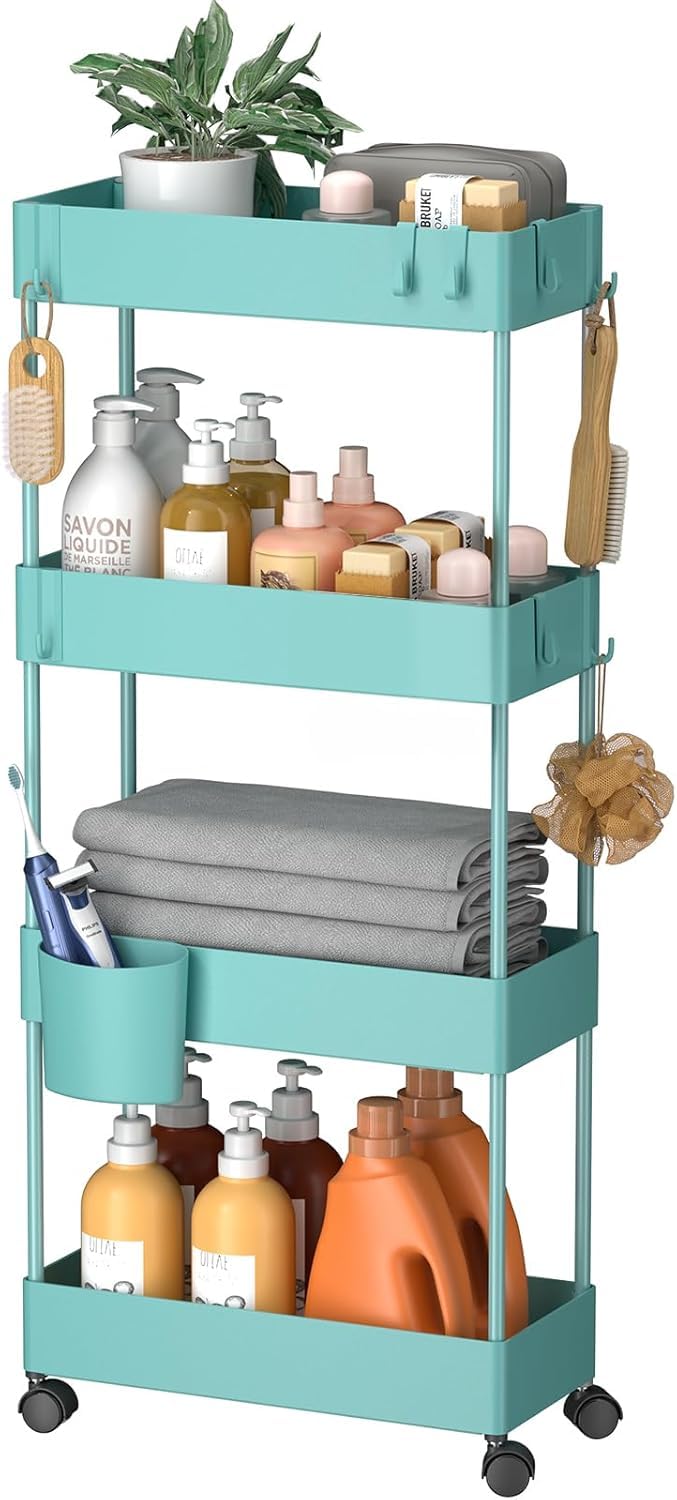 4 Tier Slim Storage Cart with Wheels