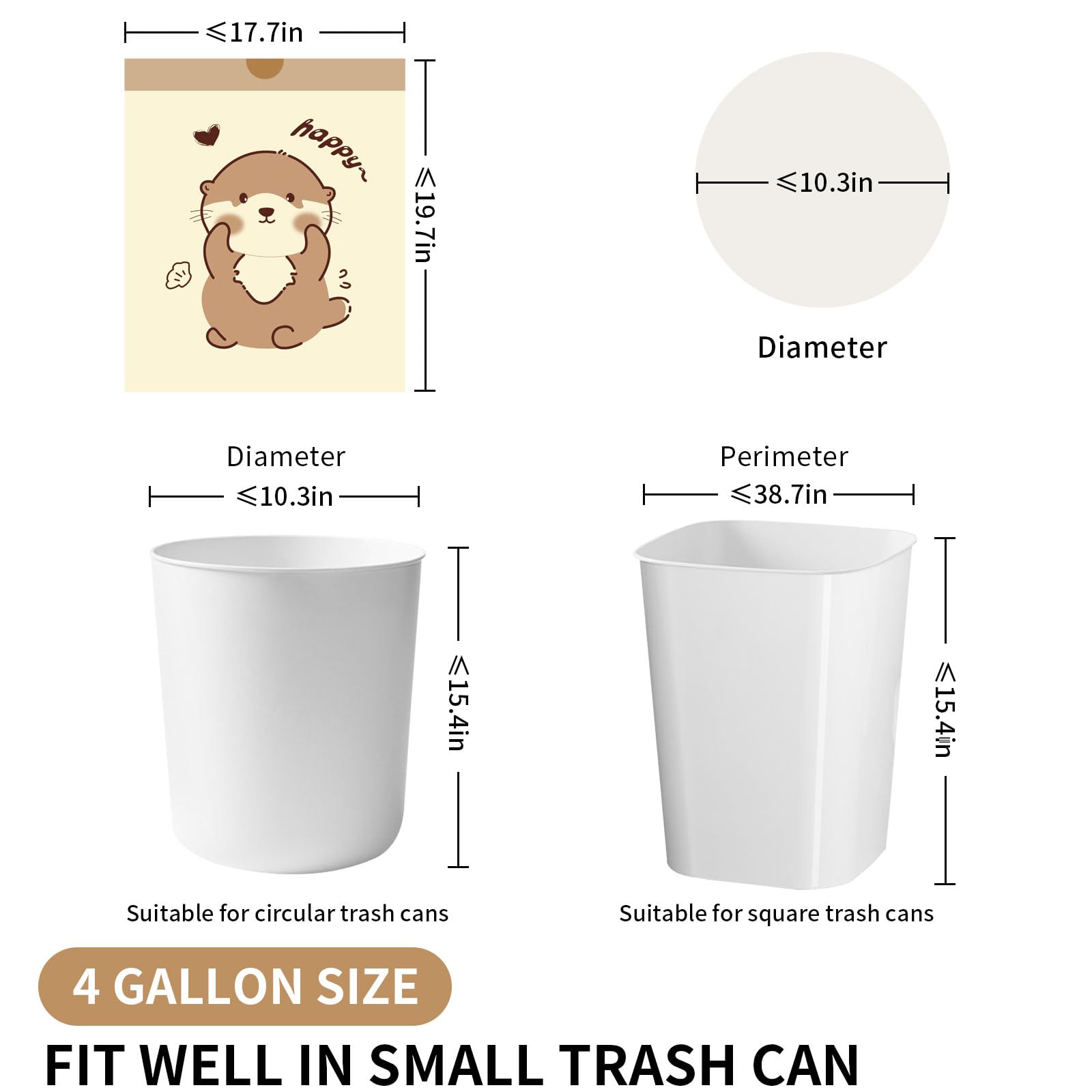 4 Gallon Trash Bags with Otters Printed (55 Count)