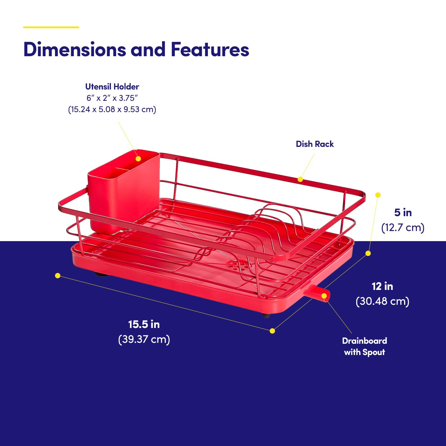 Dish Drying Rack 3 Piece Dish Drainer with Drainboard Set for Kitchen Counter