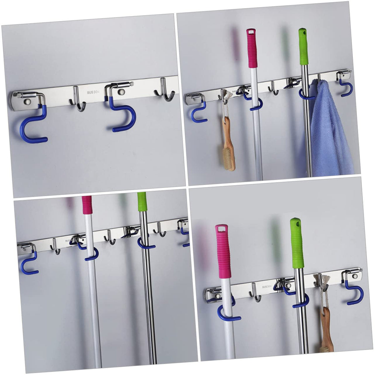 Stainless Steel Mop and Broom Holder Wall