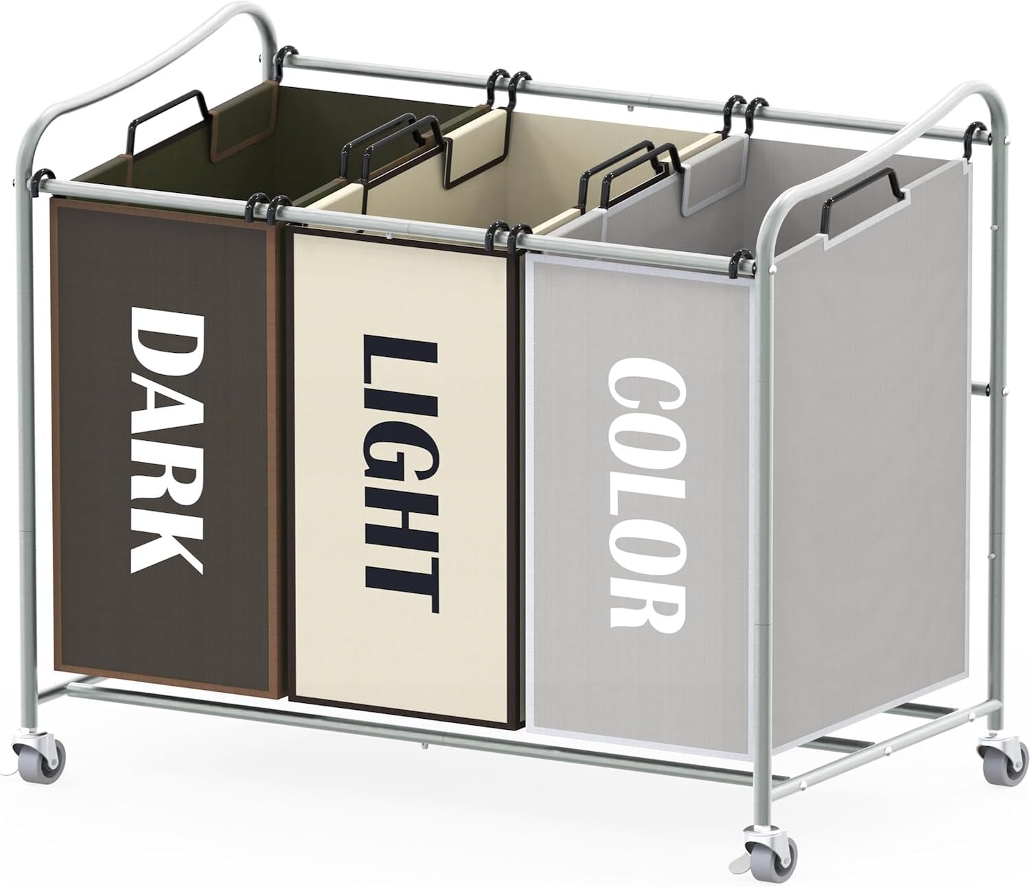 Heavy Duty 3 Bag Laundry Sorter Rolling Cart