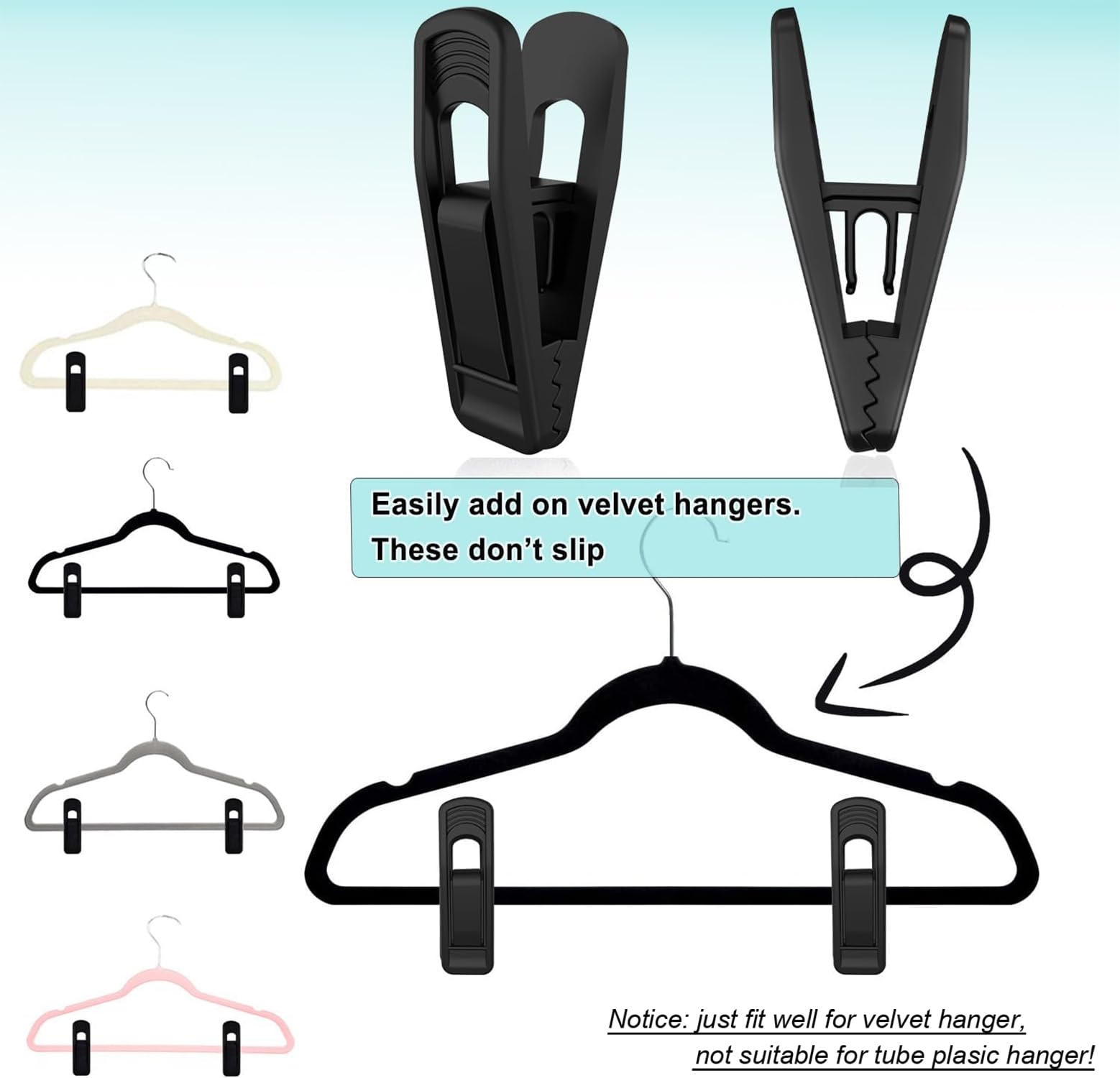 Hanger Clips Perfect for Velvet Hangers (40 Count)