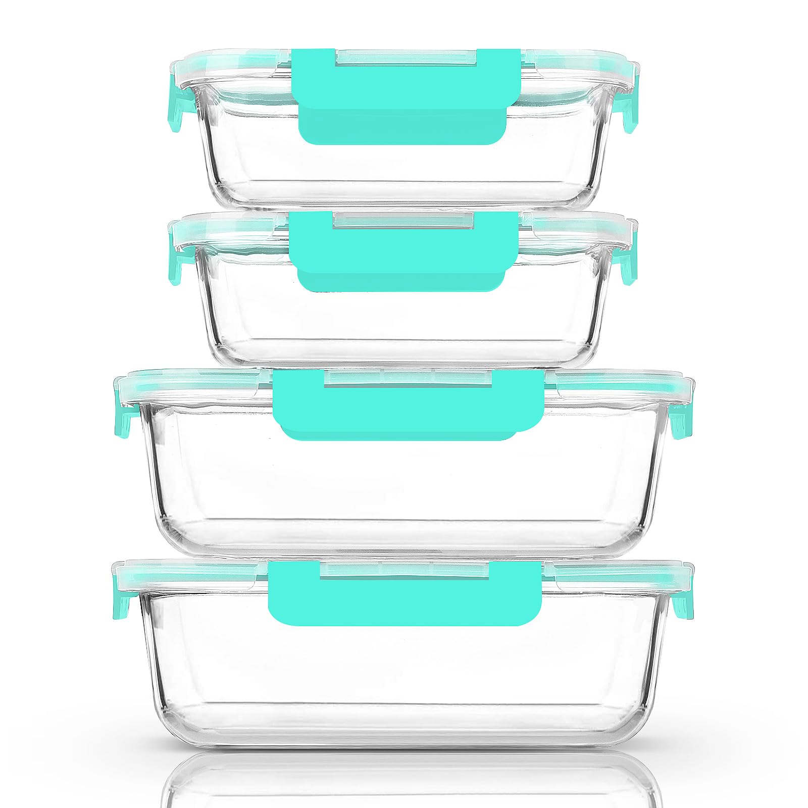 80 oz & 36 oz Extra Large Glass Food Storage Containers with Lids (4 Count)