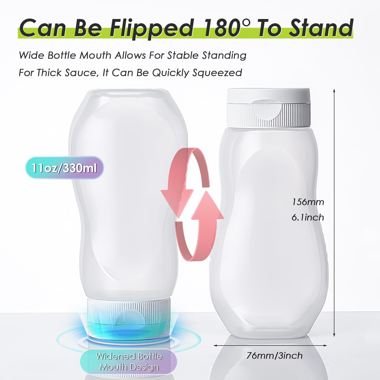 Condiment Squeeze Bottles for Ketchup Hot Sauce Liquids Oil with Caps for Condensed Milk Mustard Salad Dressing Dispenser Clear Plastic Bottles Dressing Container HD PE