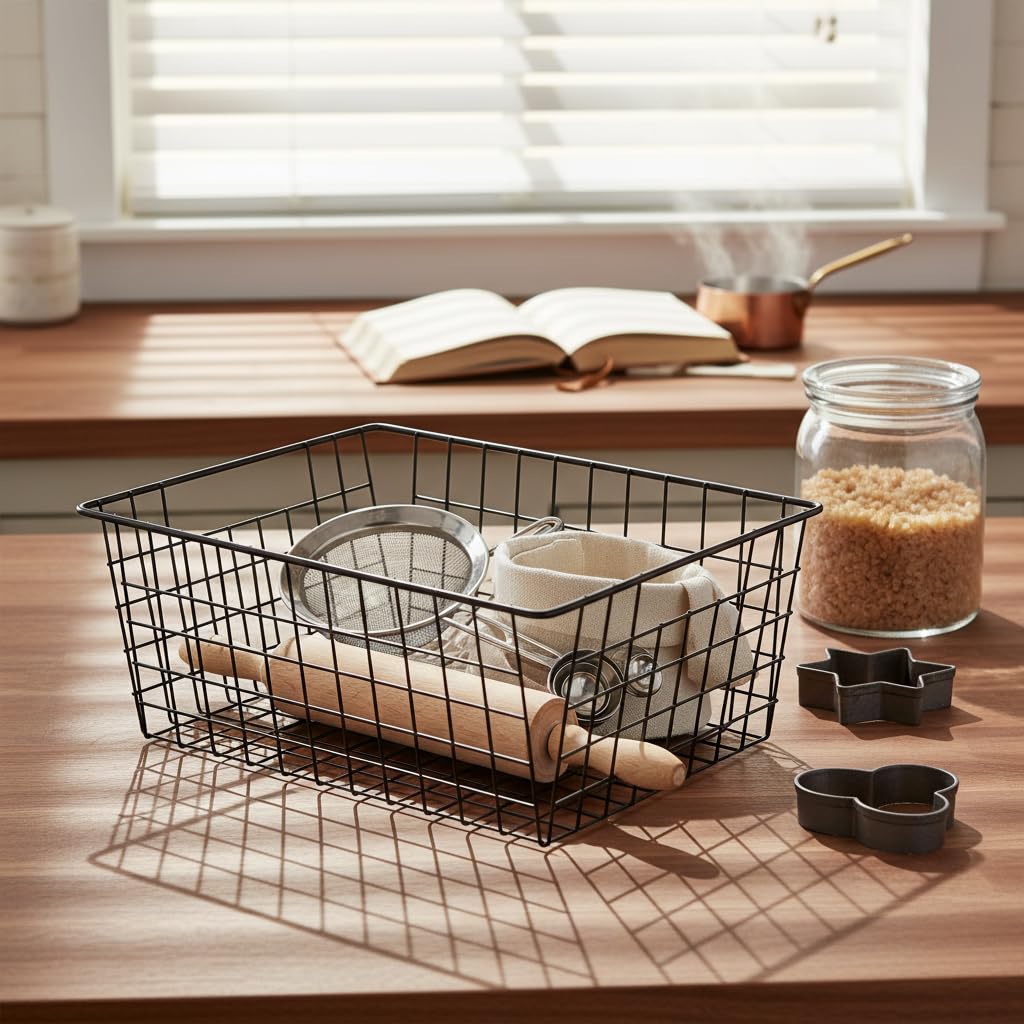 Kitchen Metal Wire Baskets Farmhouse Decor Metal Food Storage Organizer