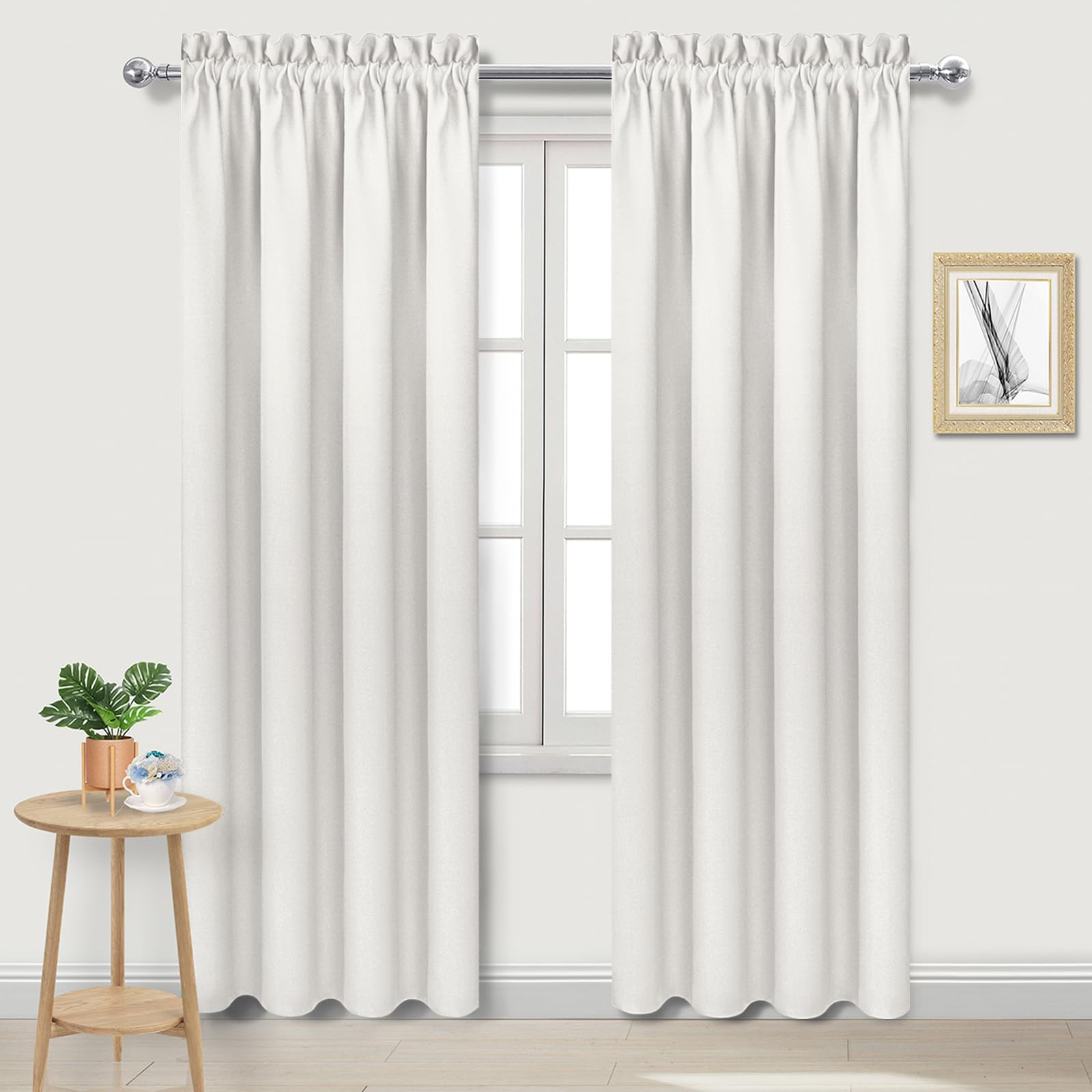 Blackout Curtains for Bedroom Living Room 42 x 84 Inch Long Ivory