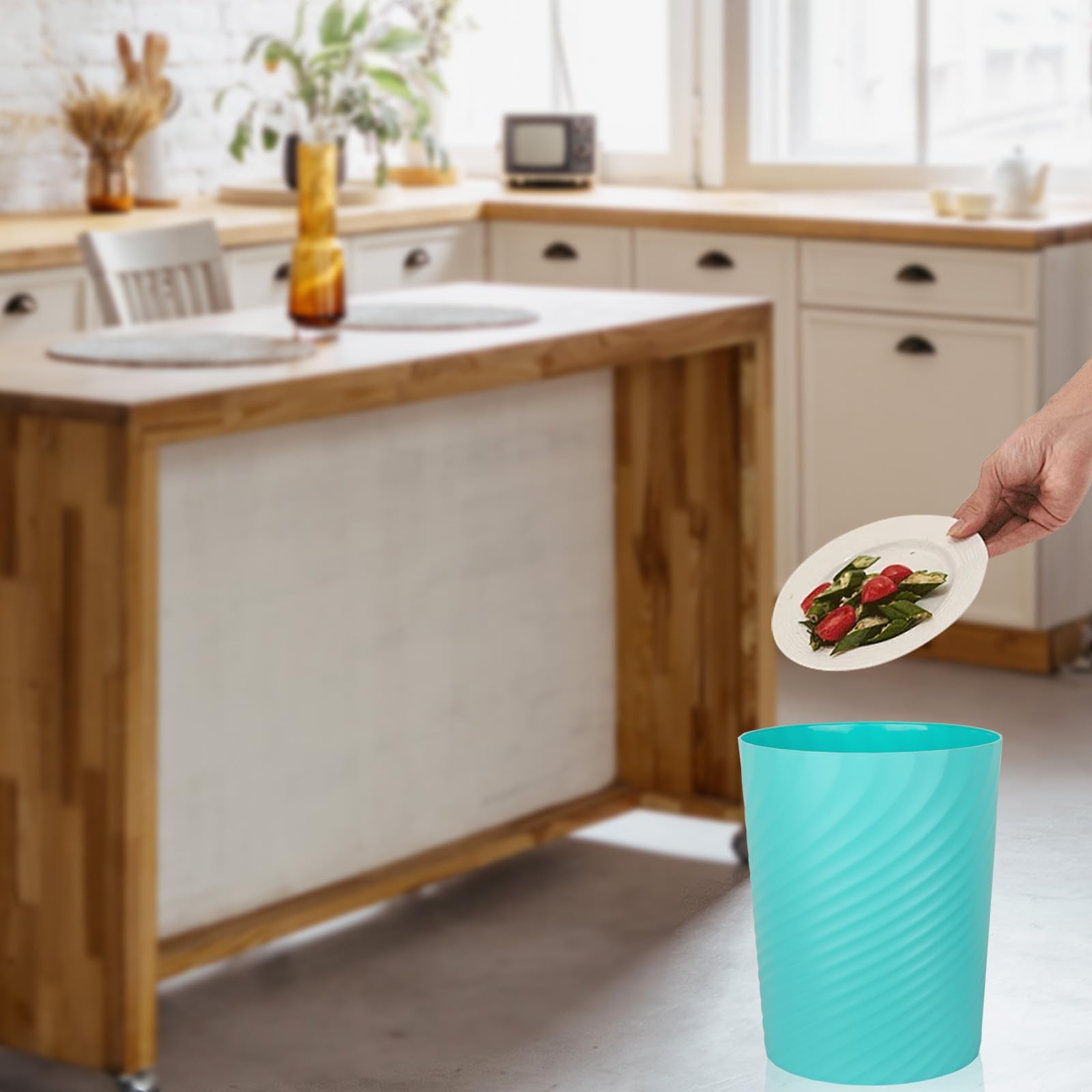 Plastic Small Bathroom Trash Can Wastebasket Garbage Can