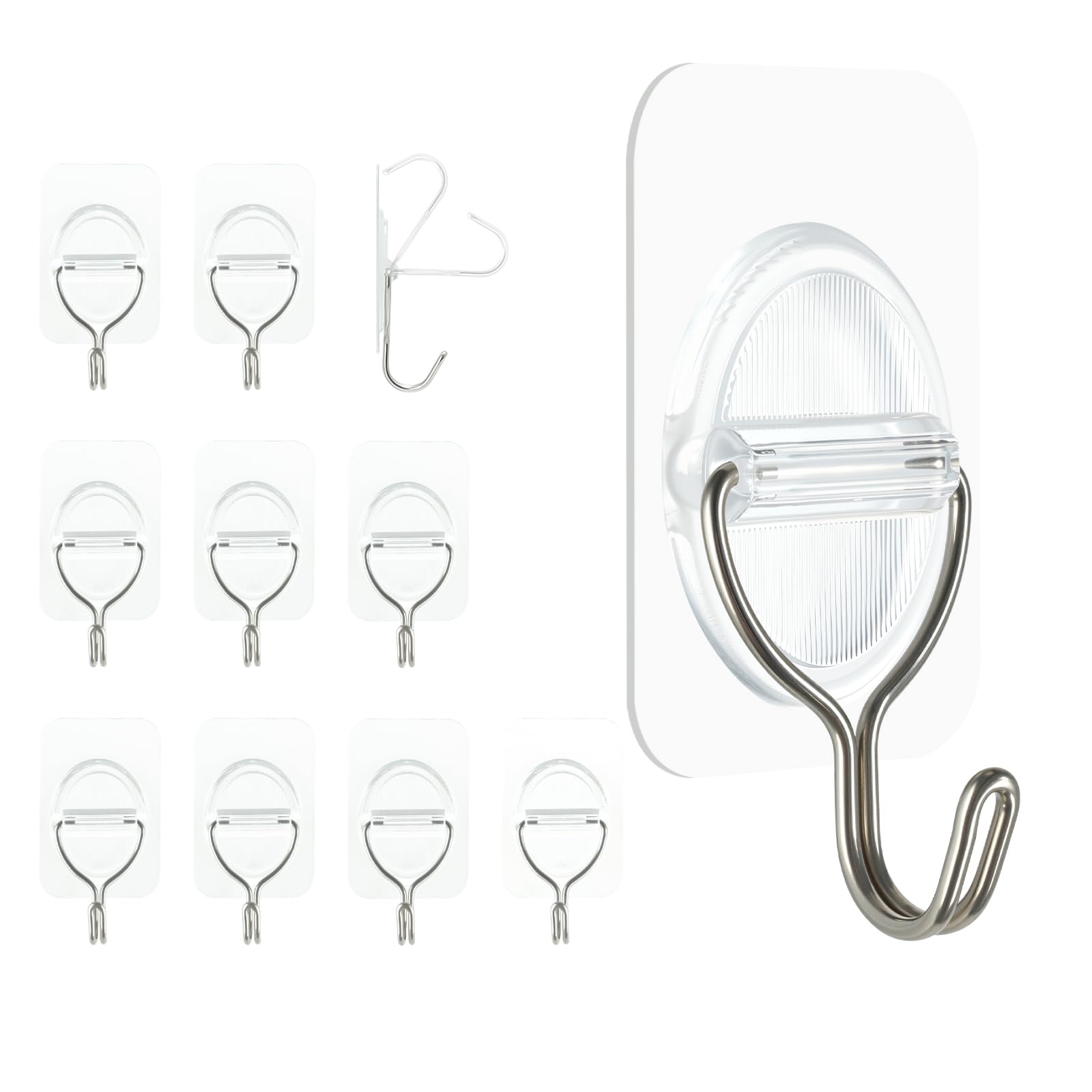 Clear Adhesive Wall Hooks (10 Count)