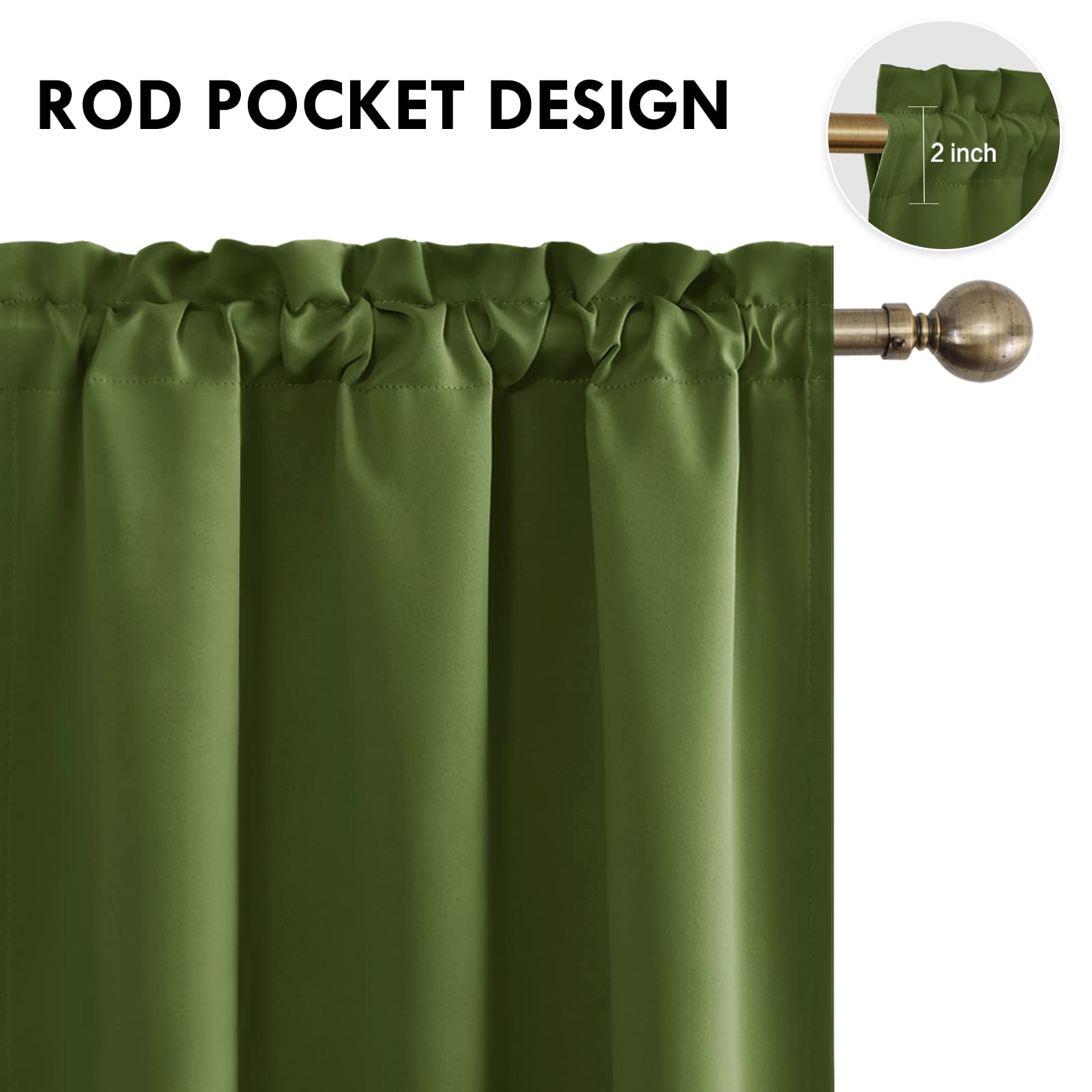 Olive Green Room Darkening Blackout Curtains
