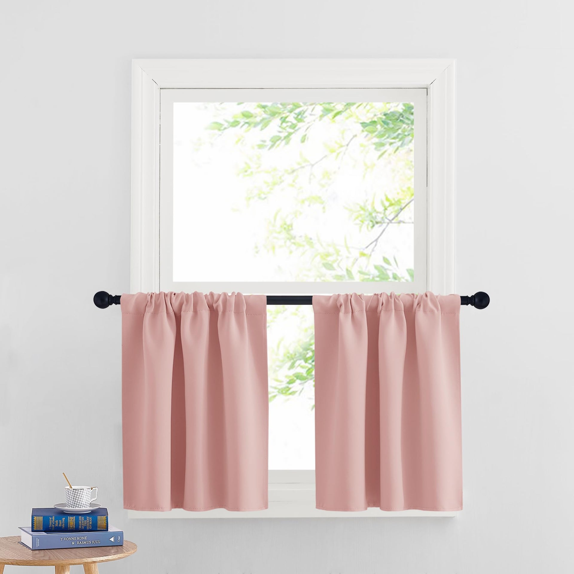 Cafe Blackout Curtains 24 inch Length (2 Count)