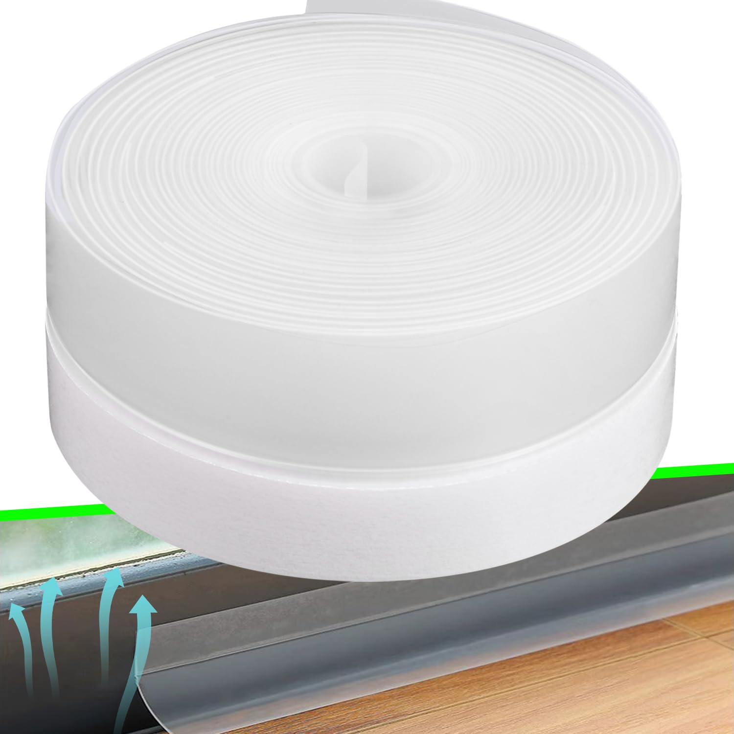 Weather Stripping Door Seal Strip 33 Feet Strip Bottom Draft Insulation Stopper Weatherproof Soundproof for Door Frame or Window Sealer Bathroom Shower Glass Gaps (33 Foot)