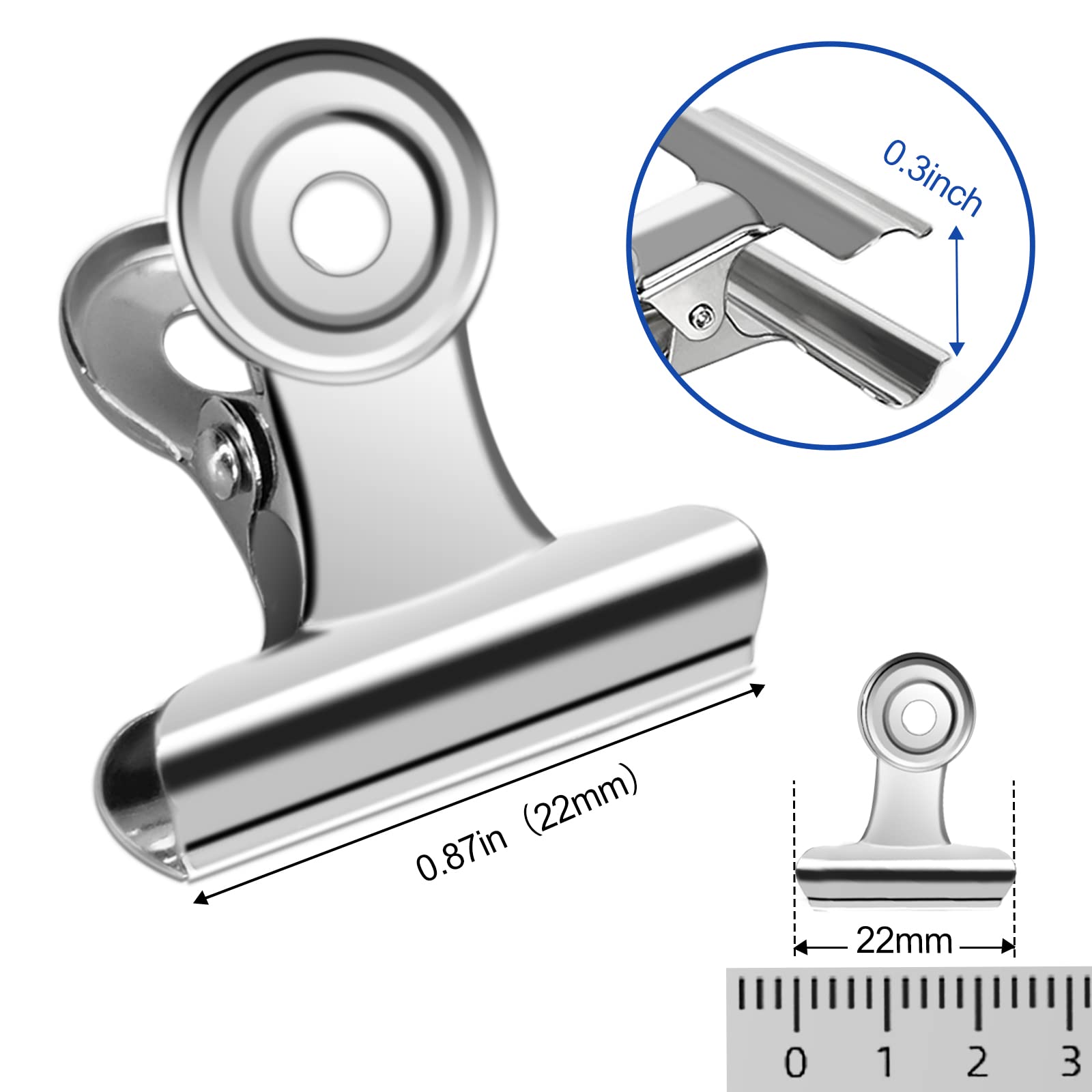 30 Pack Small Bull Clips 0.87 Inch Mini Metal Hinge Clips Binder Paper Hinge Clip for Office (30 Count)