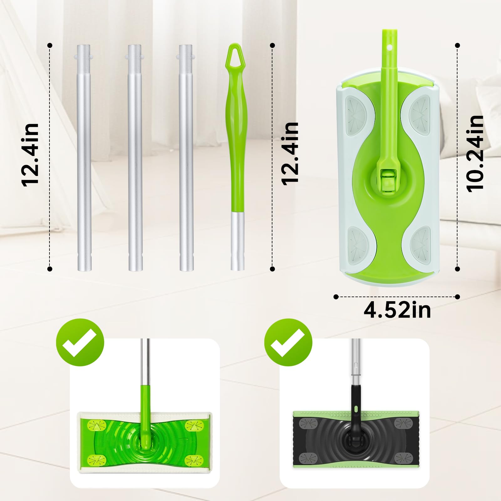Mop Handle Compatible with Swiffer (5 Count)