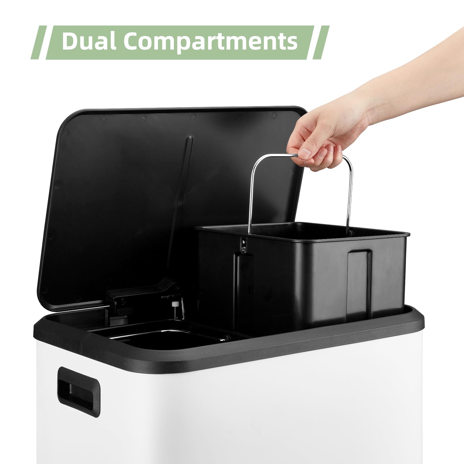 Dual Trash Can Stainless Steel Kitchen Recycling Bin Foot Pedal