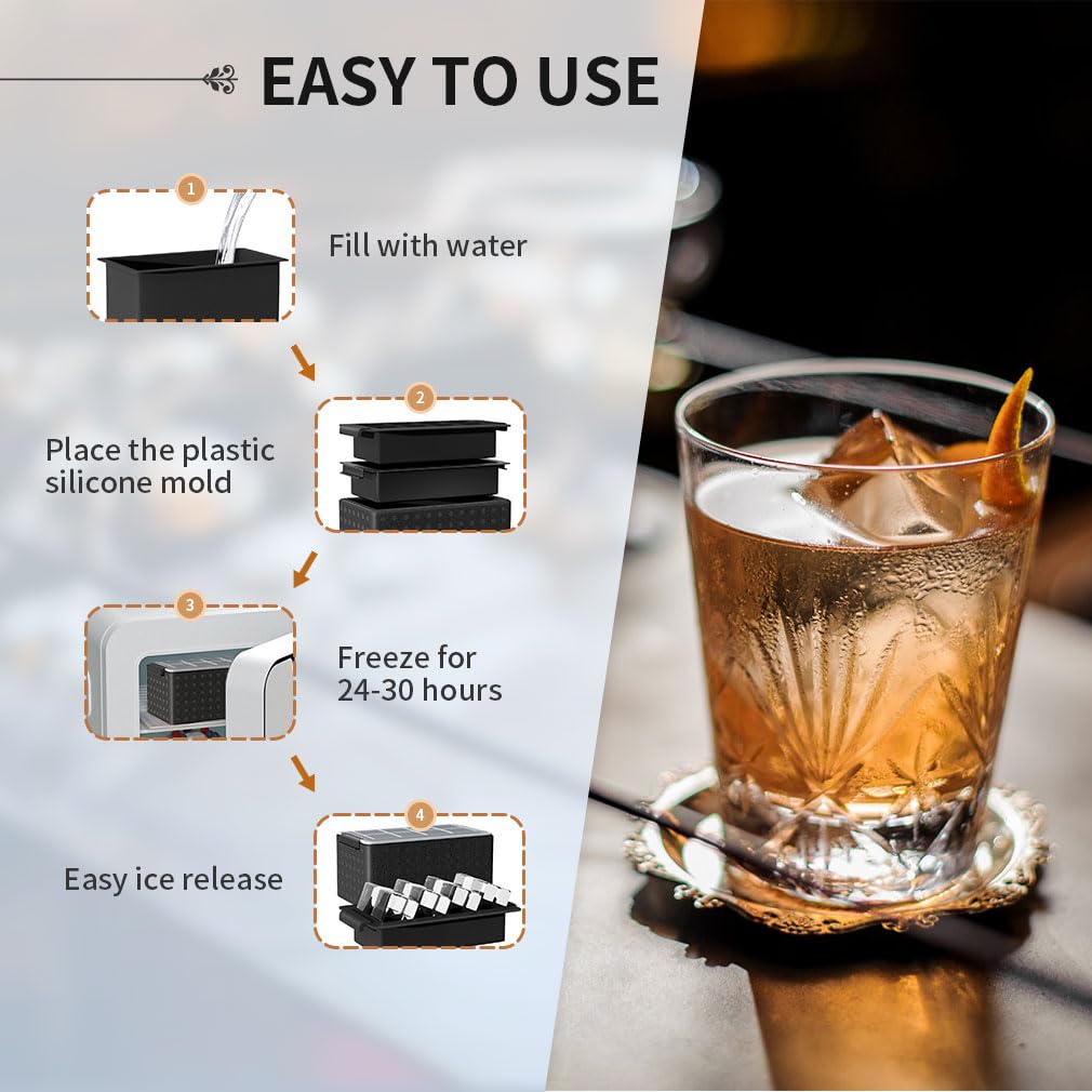 Clear Ice Cube Tray for Whiskey