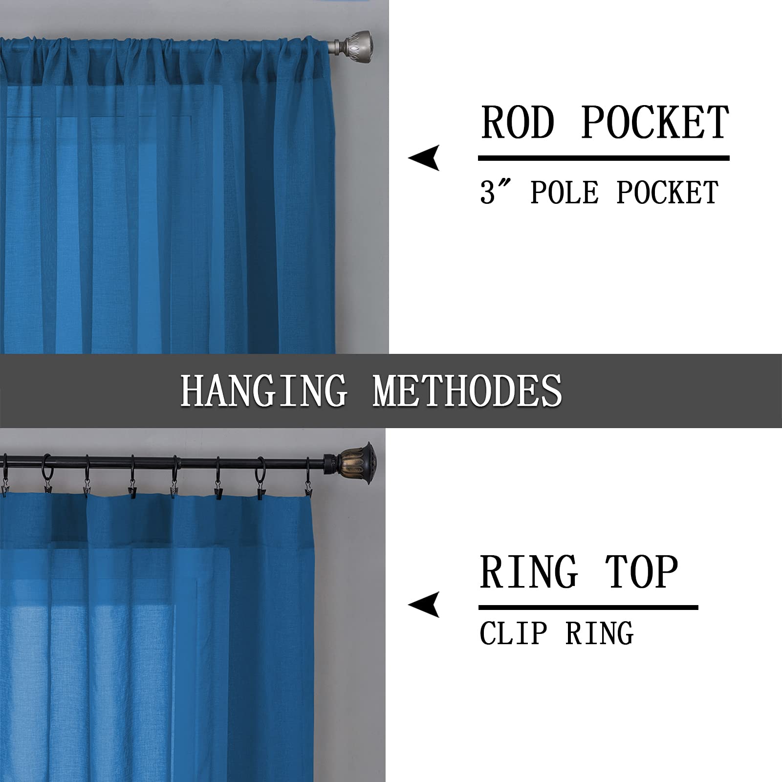 Sheer Tier Curtains Kitchen Linen Textured Half Curtain Sheers Light Filtering Rod Pocket Voile Bathroom Short Curtains for Farmhouse (2 Count)
