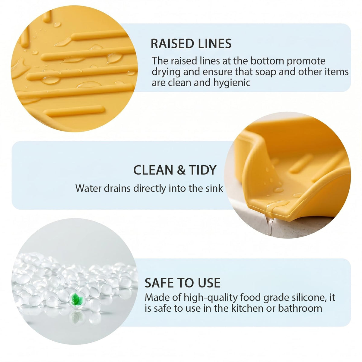 Silicone Soap Dish with Drain Spout