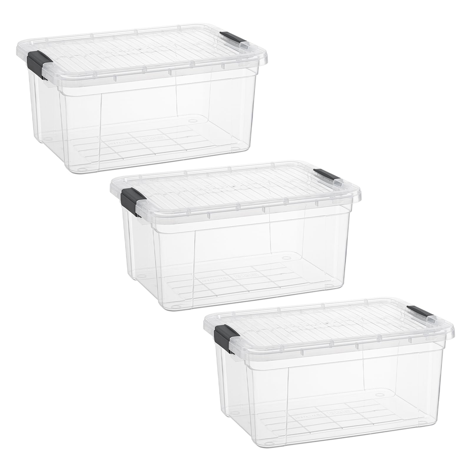 Small Clear Storage Boxes with Lids (3 Count)