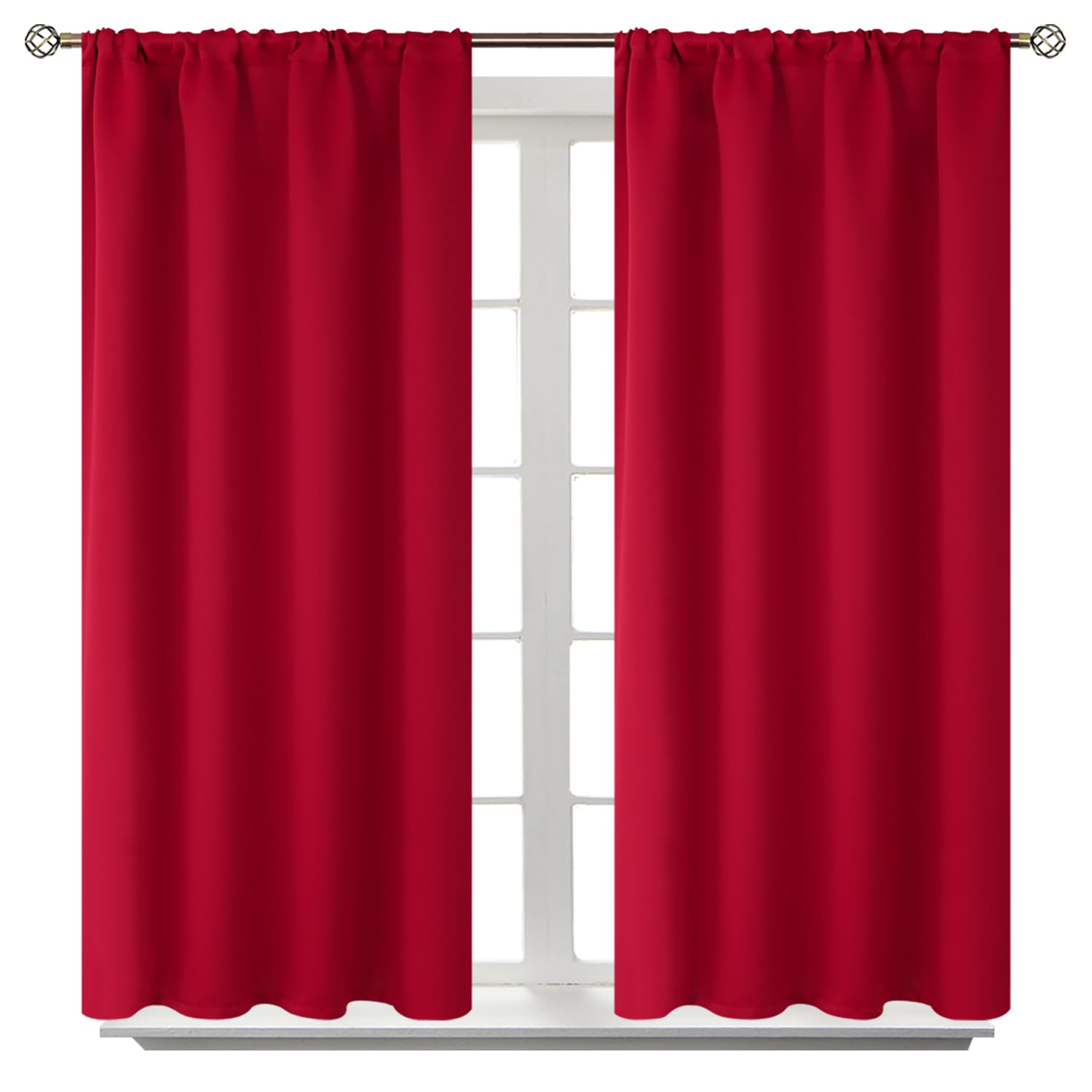 Red Blackout Curtains 40 Inches Length for Short Window (2 Count)