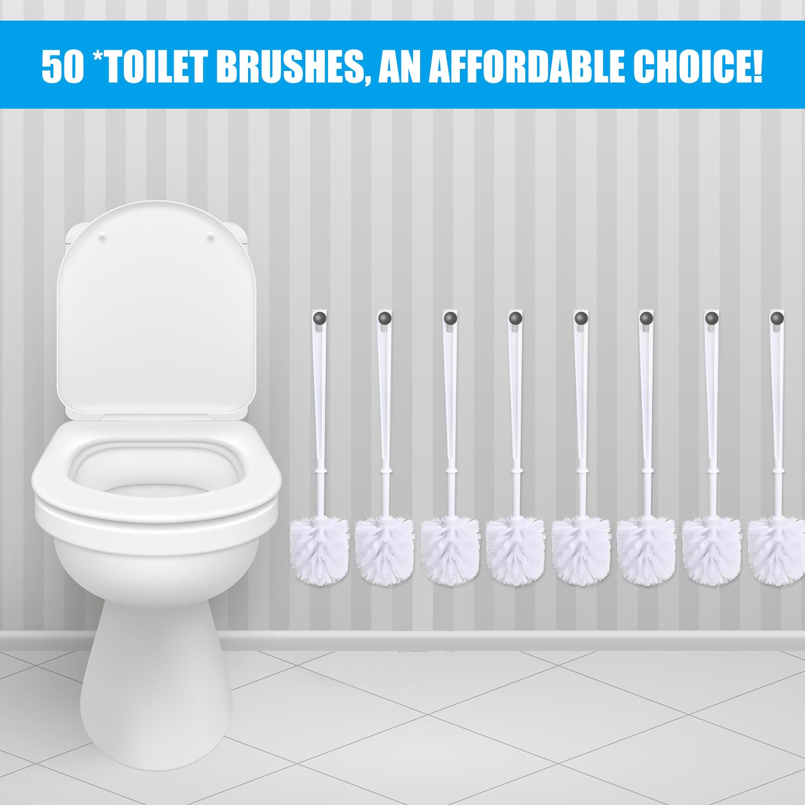 50 Pcs White Toilet Brush (50 Count)