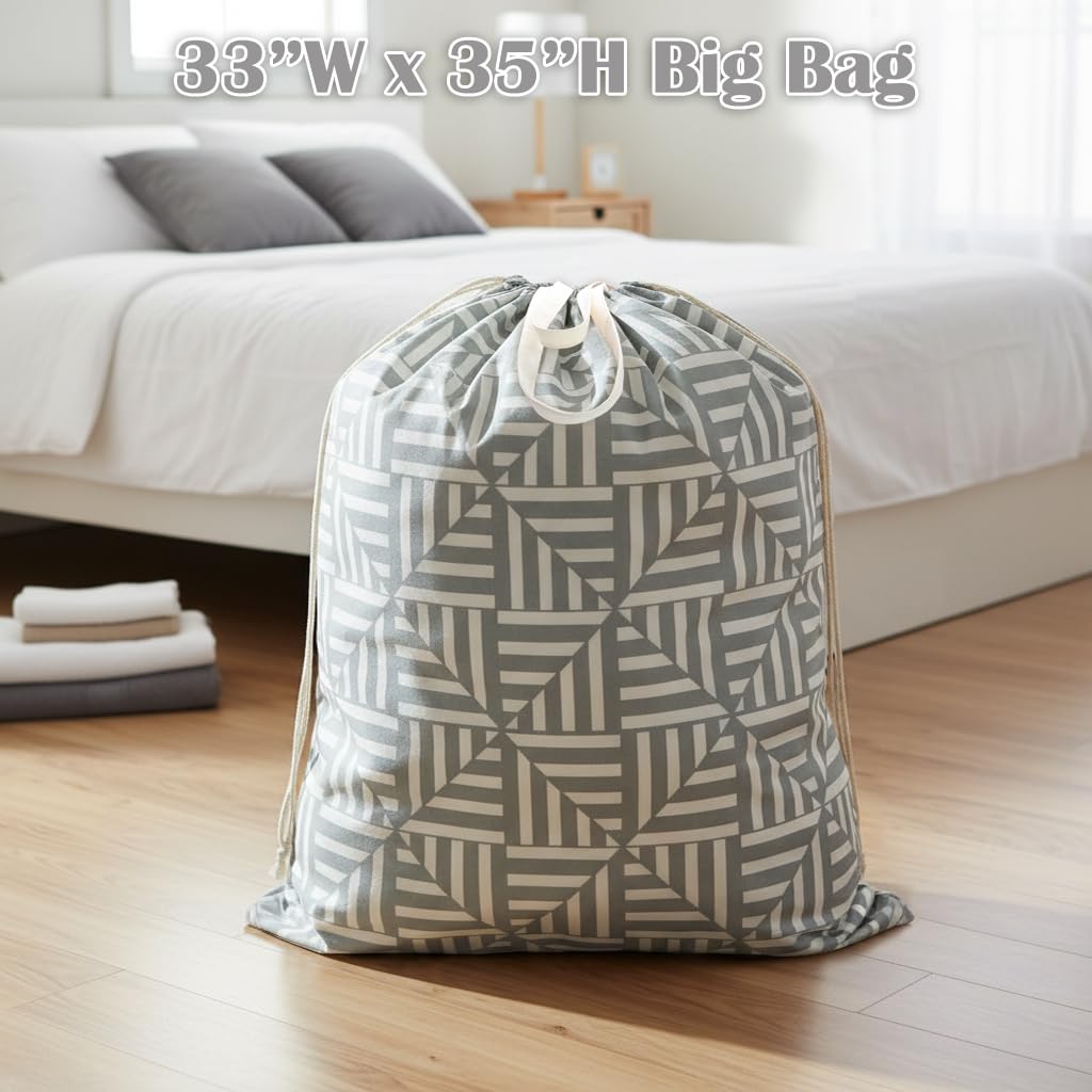 Canvas Laundry Bag with Handles & Drawstring