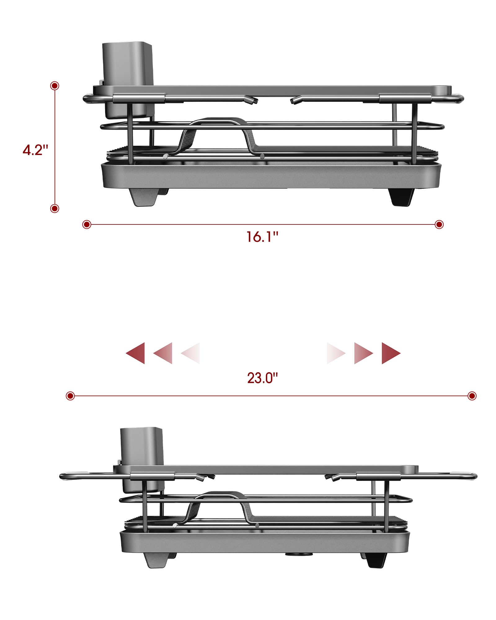 Extendable Dish Drying Rack Over Sink with Dish Drainer