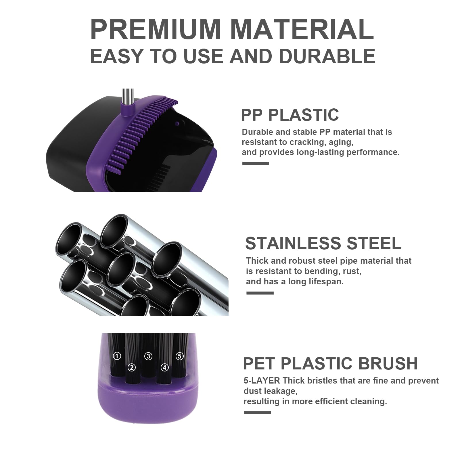Purple Broom and Dustpan Combo Set