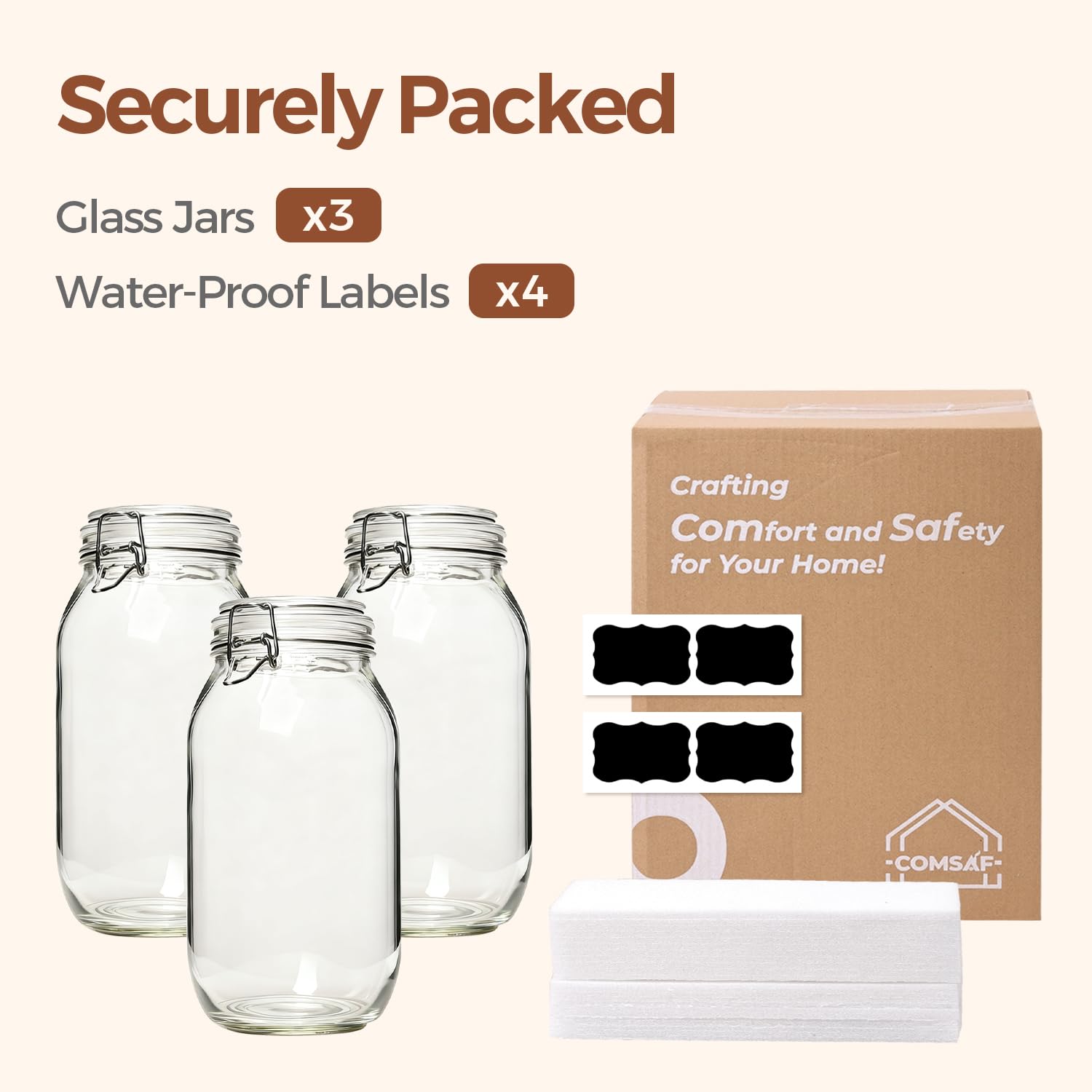 Large Glass Jars with Airtight Lids 71 oz 3 Pack Pantry Organization (3 Count)