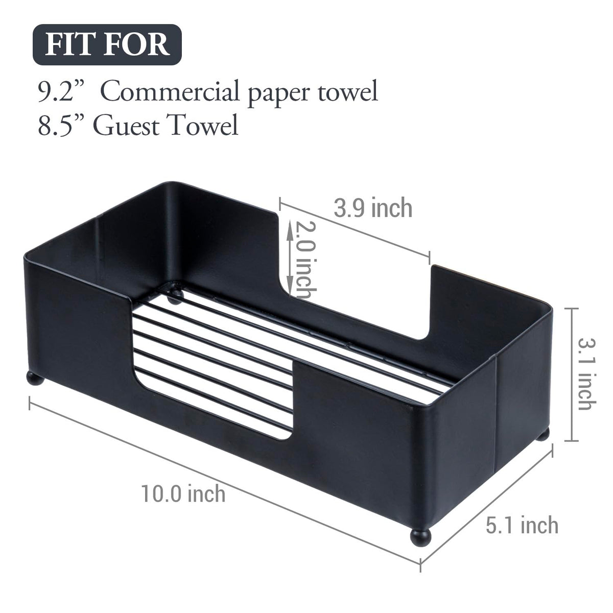 Modern Matte Black Metal Folded Paper Towel Holder for Commercial & Guest Bathroom