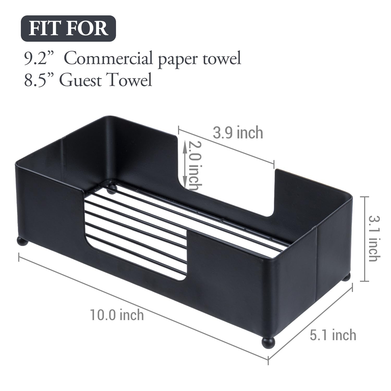 Modern Matte Black Metal Folded Paper Towel Holder for Commercial & Guest Bathroom