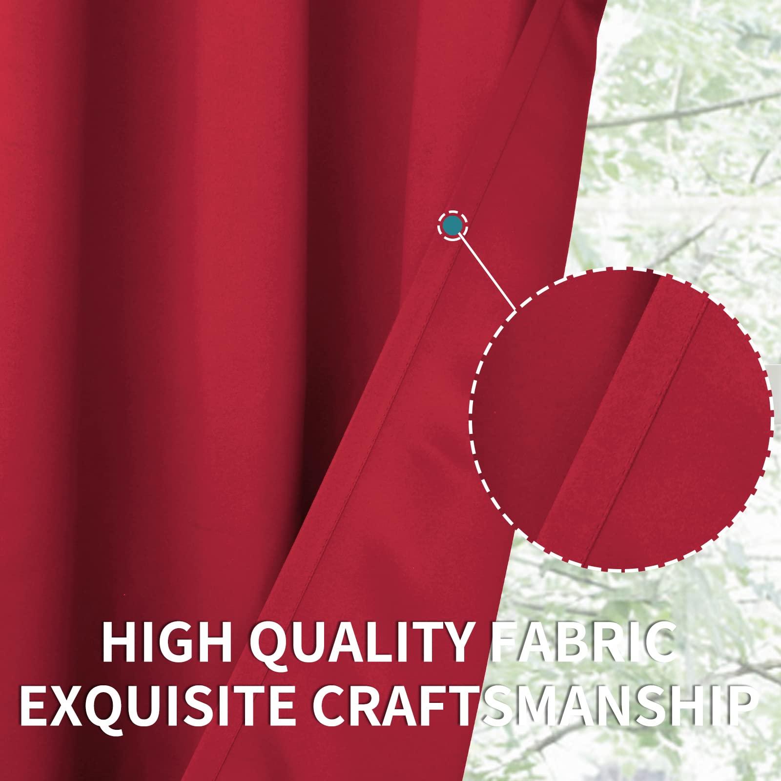 Red Blackout Curtains 40 Inches Length for Short Window (2 Count)